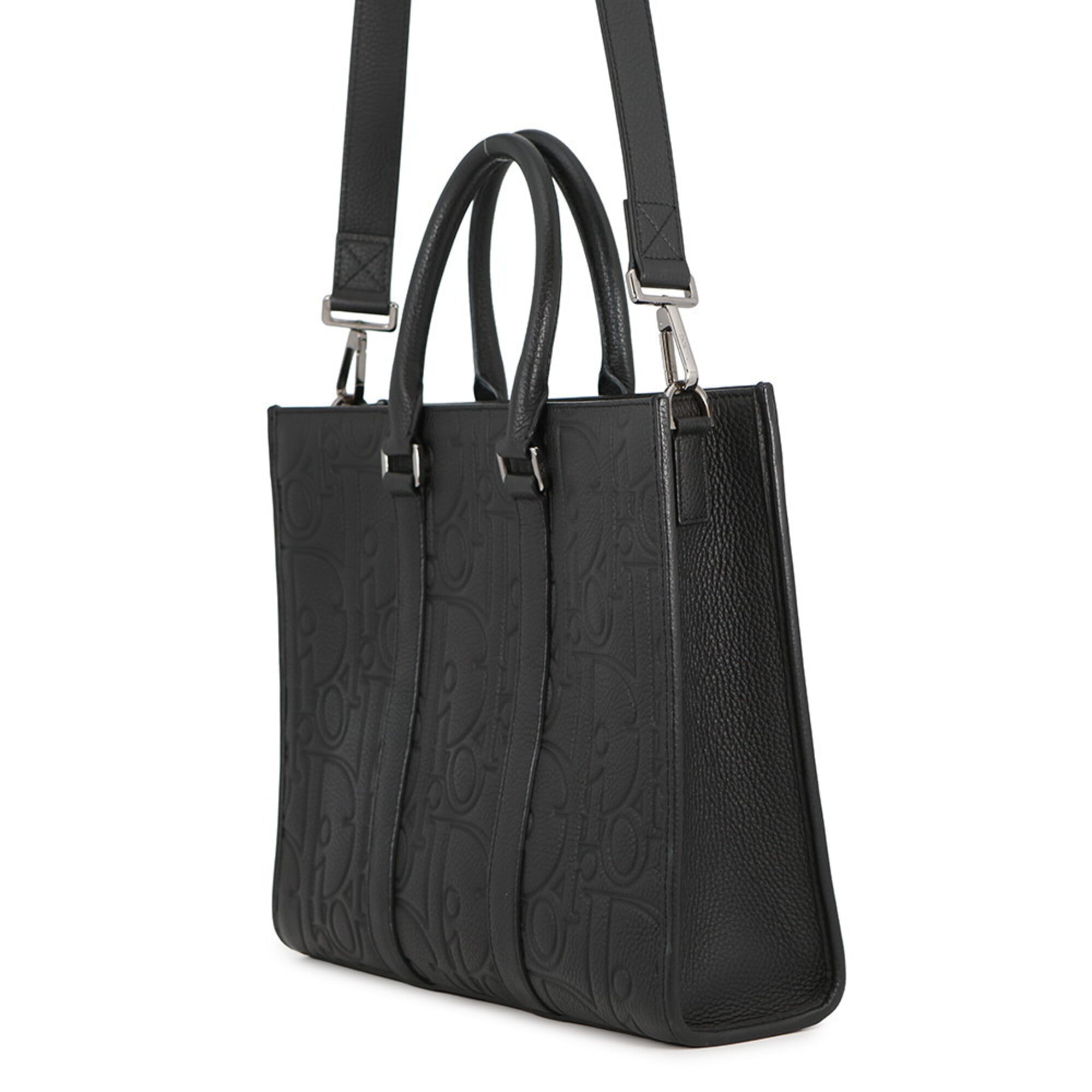 Christian Dior Black Leather Handbag Tote Bag (Pre-Owned)