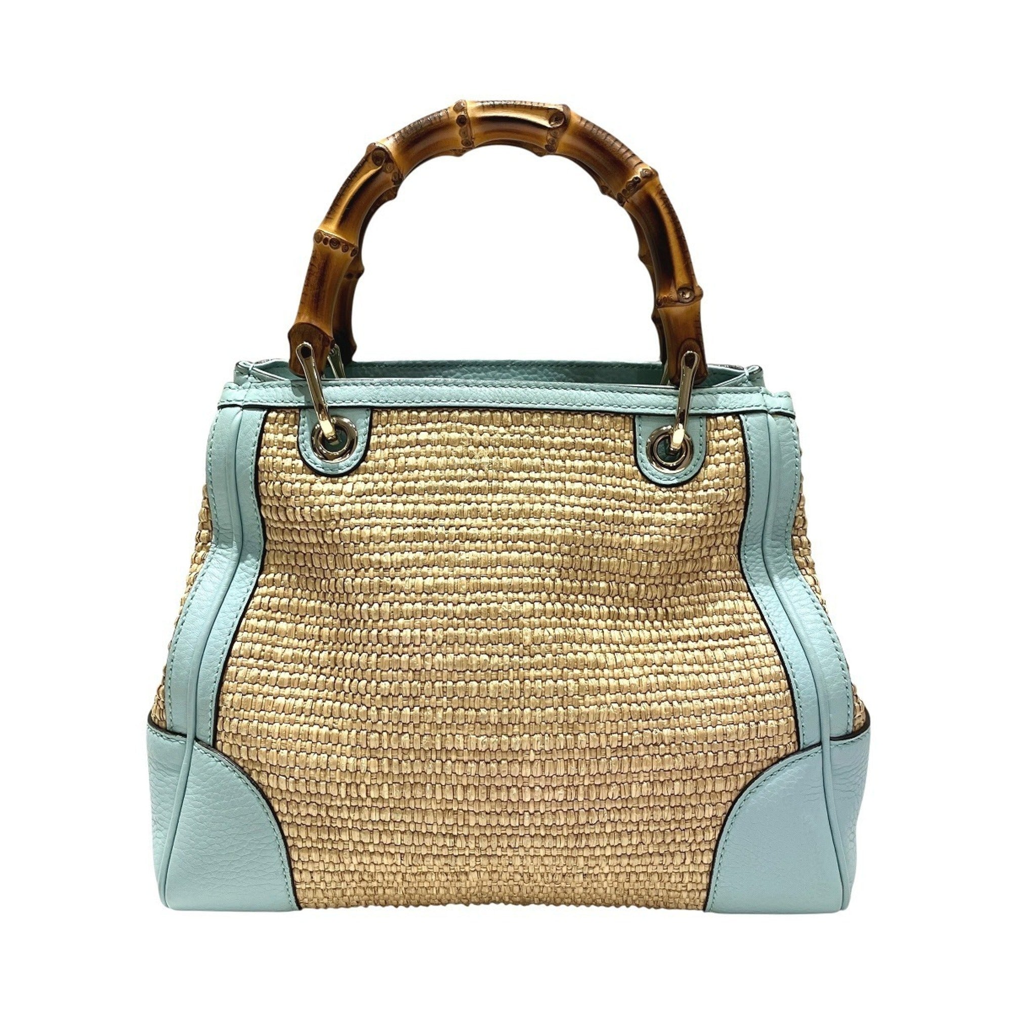 Gucci Bamboo Straw Leather Shoulder Bag (Pre-Owned)
