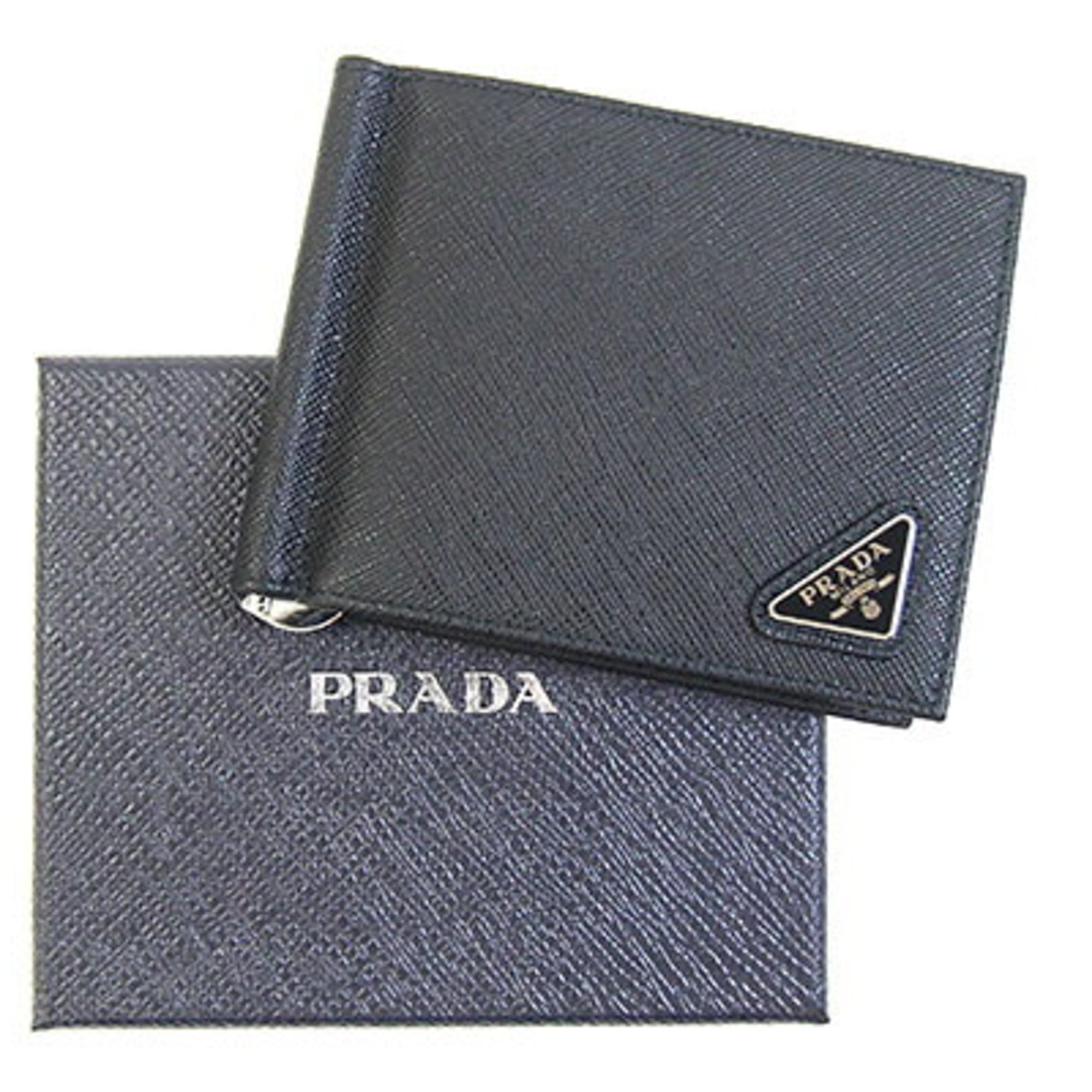 Prada Black Leather Long Bill Wallet (Bi-Fold) (Pre-Owned)