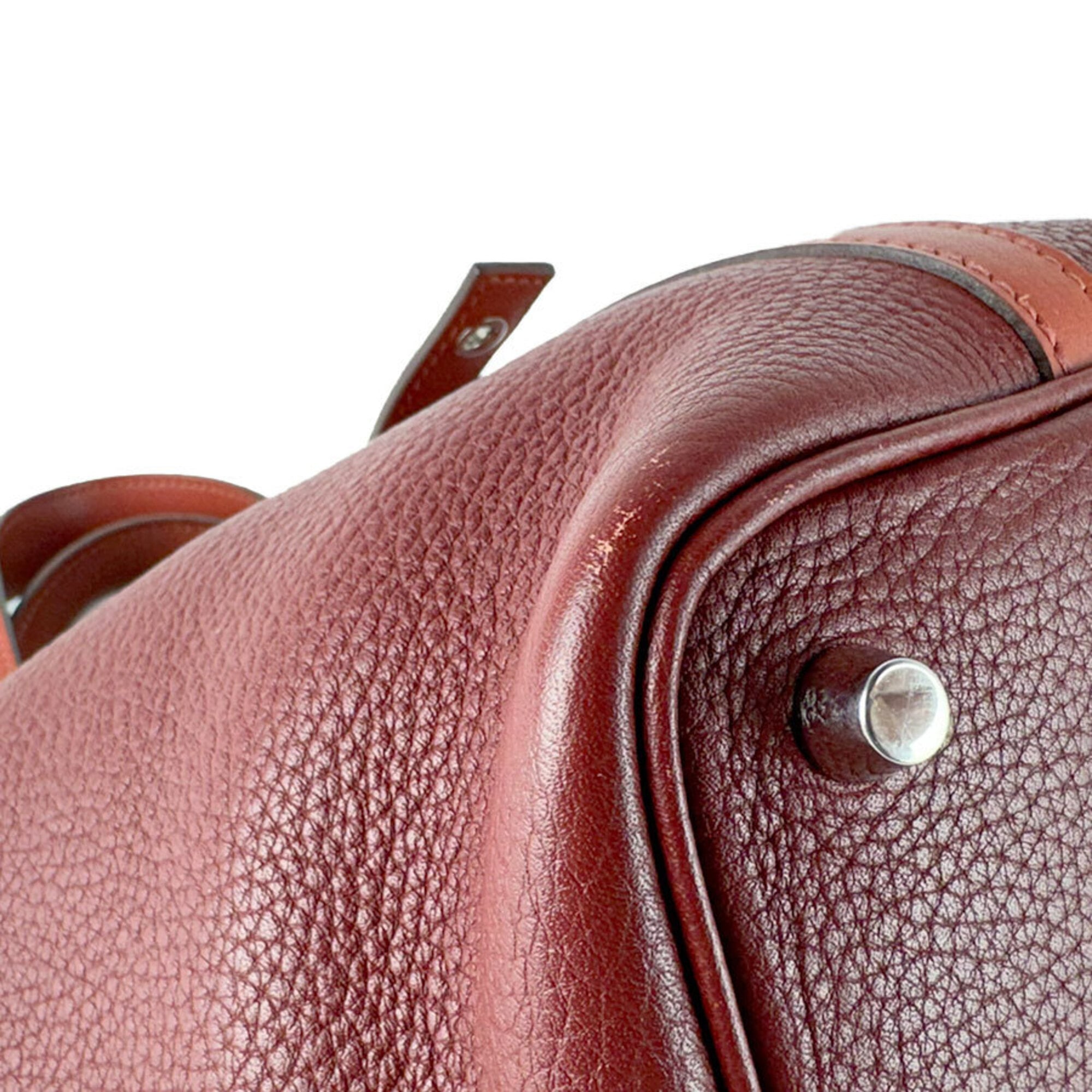 Hermes Brique Rouge H Taurillon Clemence Leather Handbag (Pre-Owned)