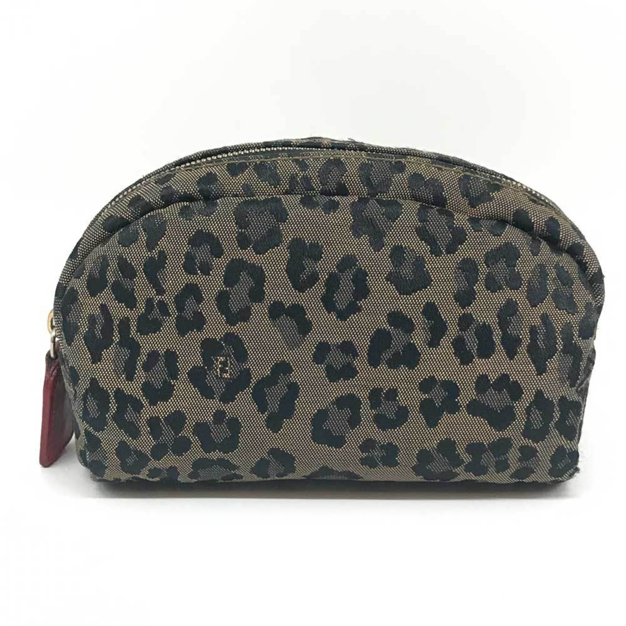 Fendi Brown Canvas Leather Pouch (Pre-Owned)