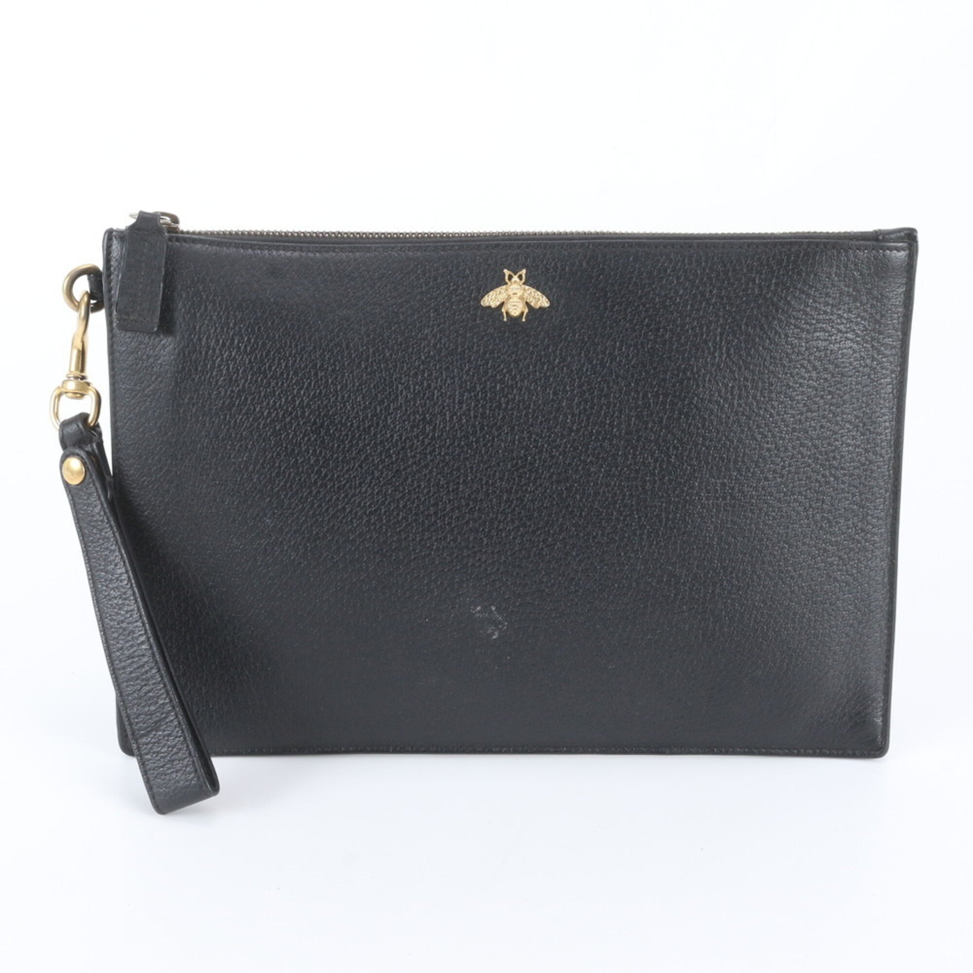 Gucci Black Leather Clutch Bag Pouch (Pre-Owned)