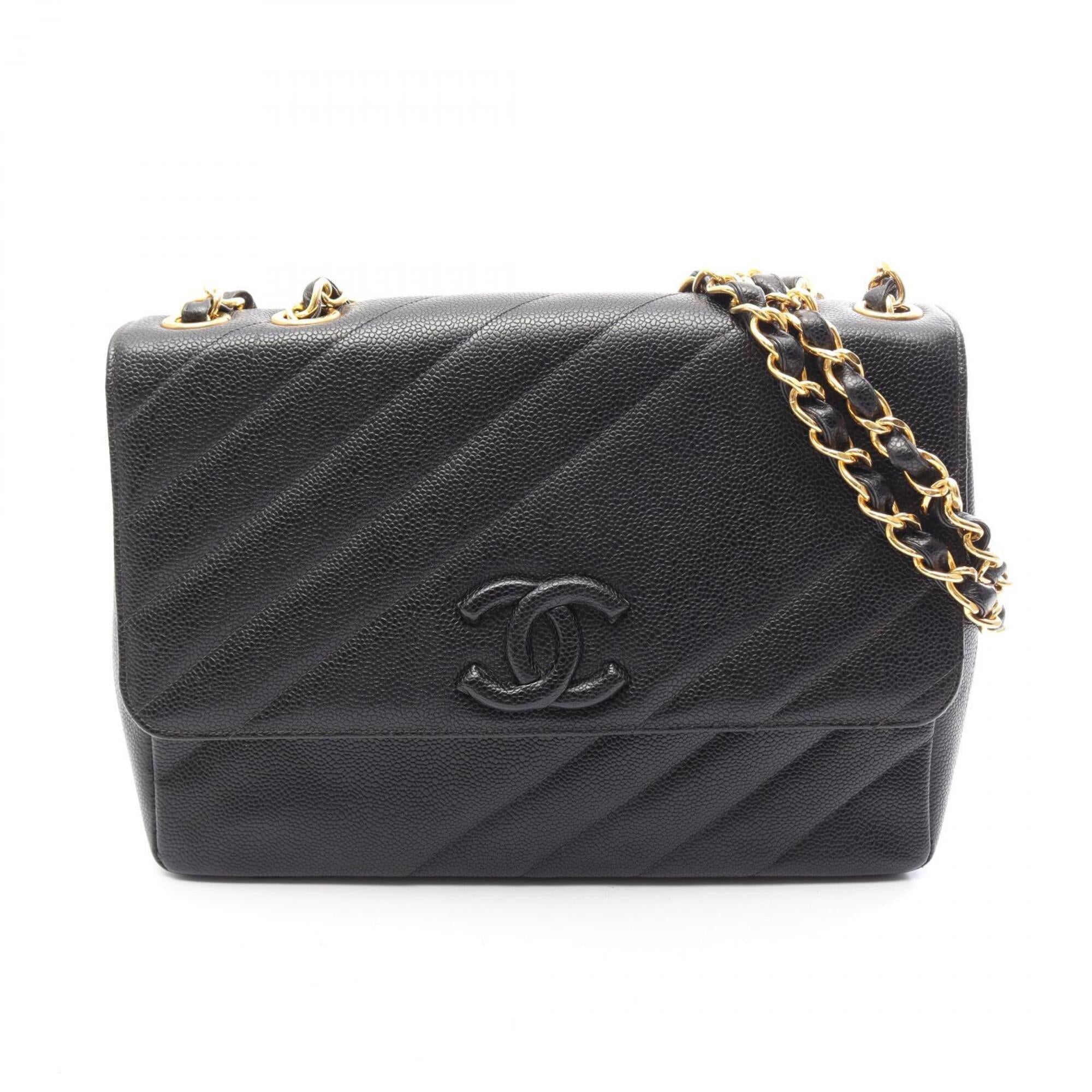 Chanel Black Grained Calfskin Handbag Shoulder Bag (Pre-Owned)