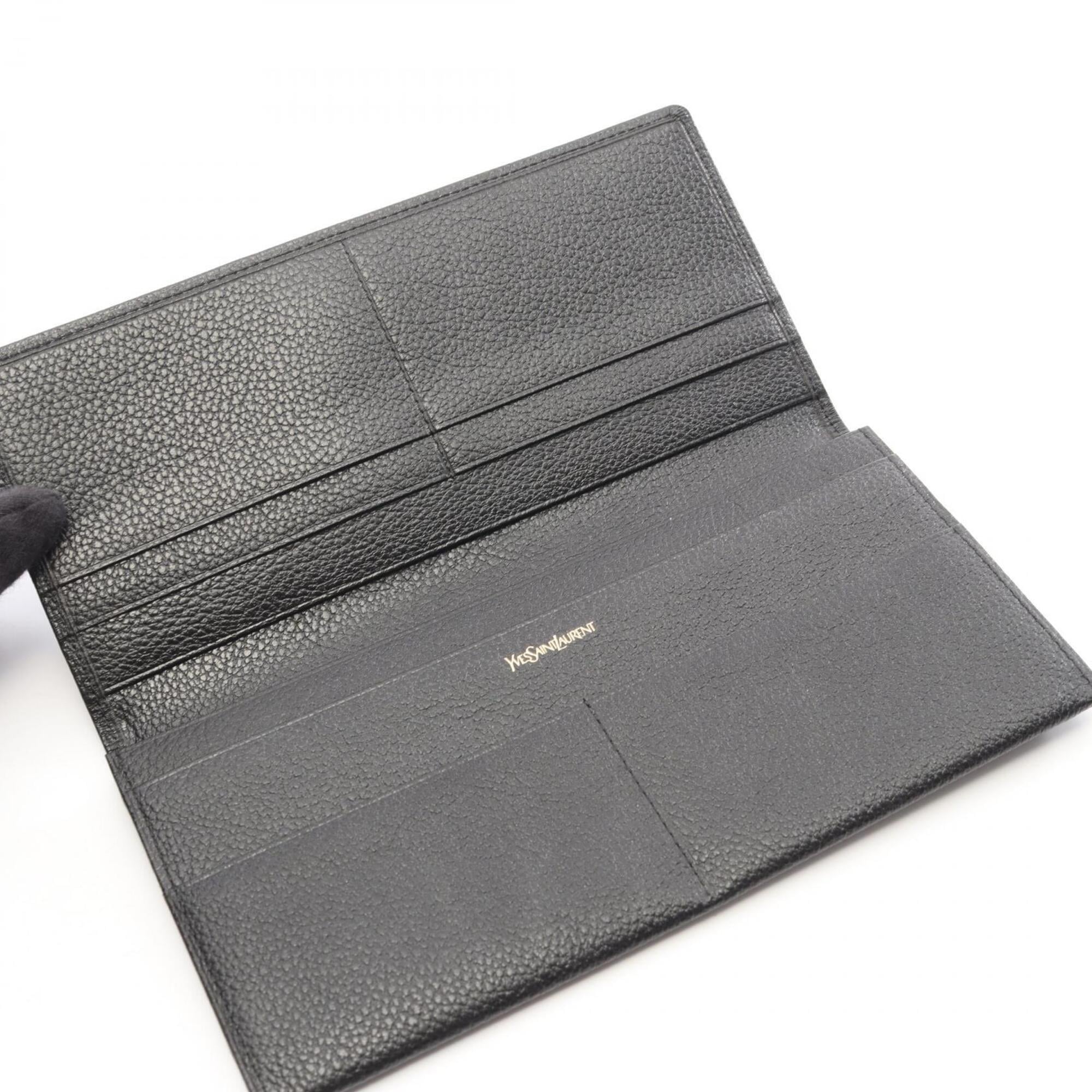 Yves Saint Laurent Black Leather Long Wallet (Bi-Fold) (Pre-Owned)