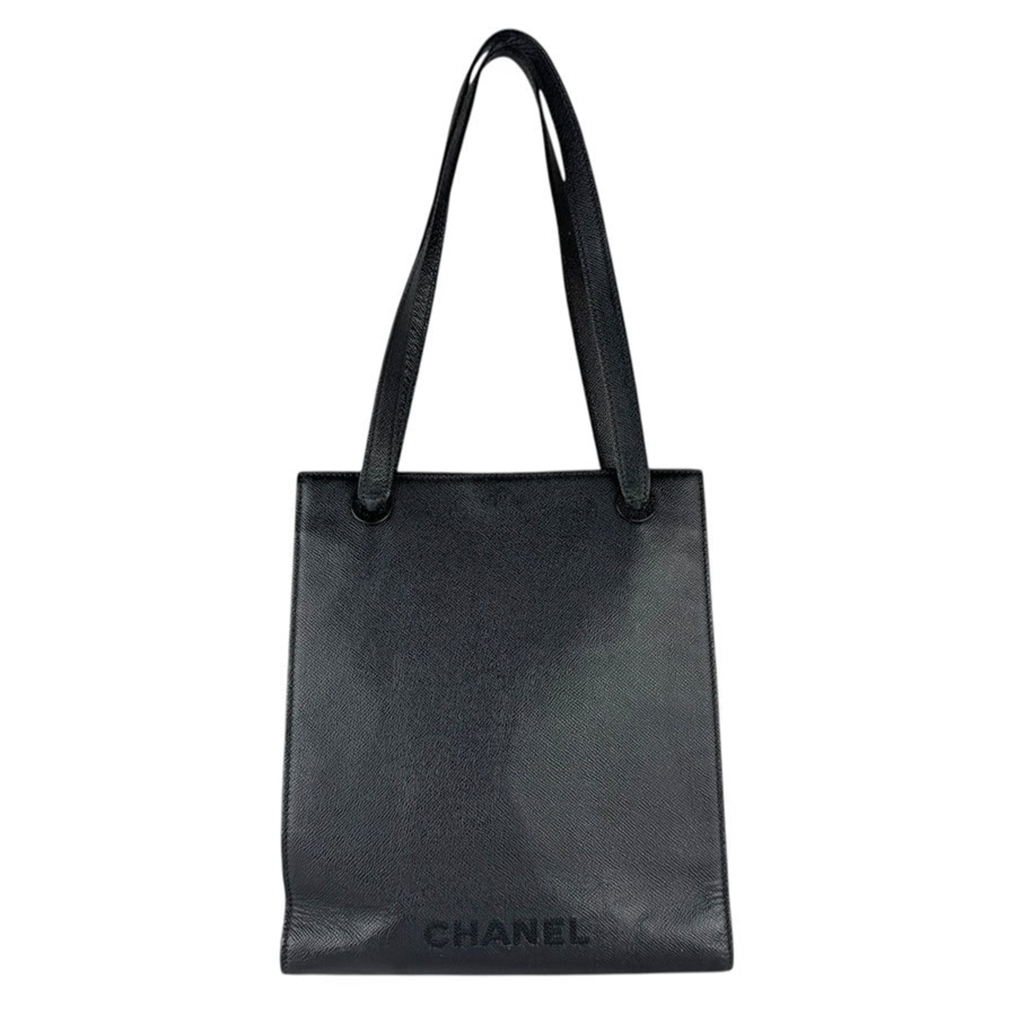 Chanel Black Leather Shoulder Bag Tote Bag (Pre-Owned)