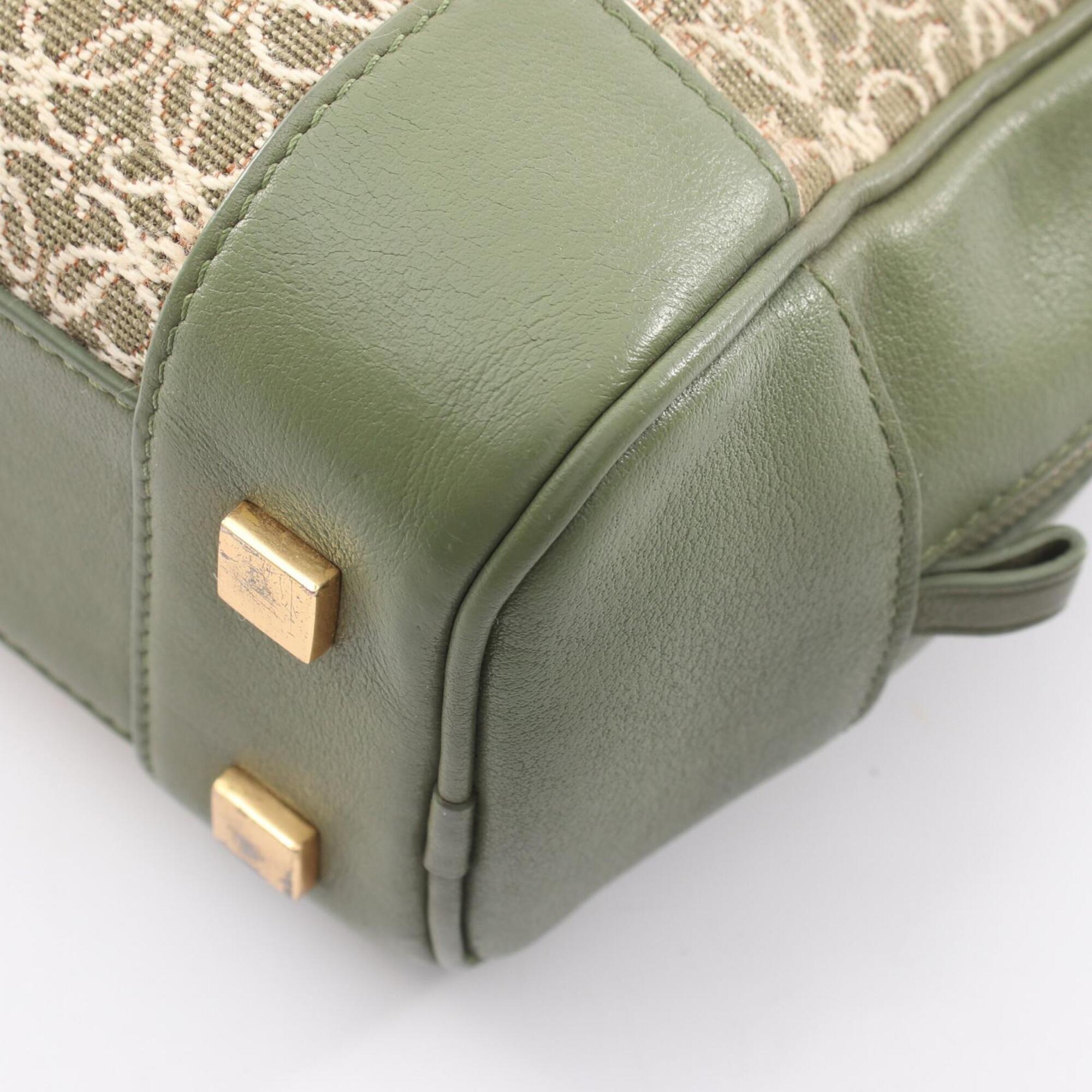 Loewe Khaki White Canvas Leather Handbag (Pre-Owned)