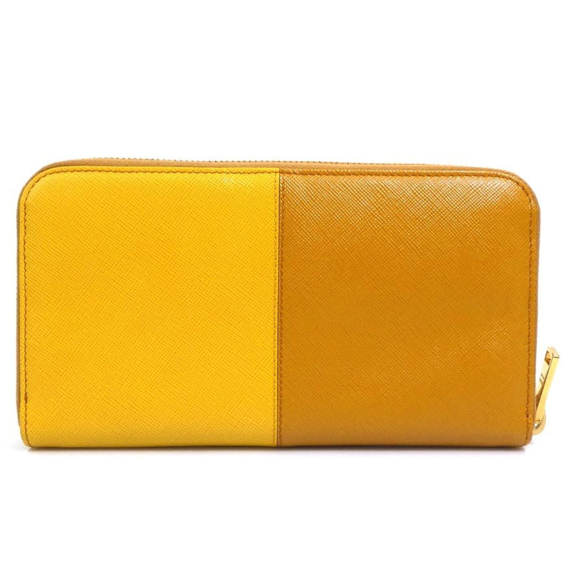 Prada Brown Yellow Leather Long Wallet (Bi-Fold) (Pre-Owned)