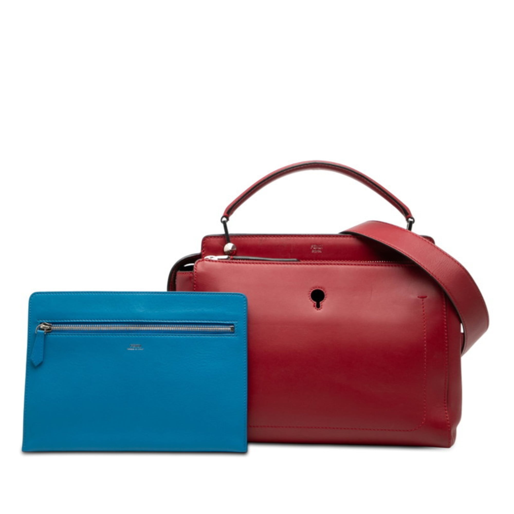 Fendi Red Color Leather Handbag Pouch Shoulder Bag (Pre-Owned)