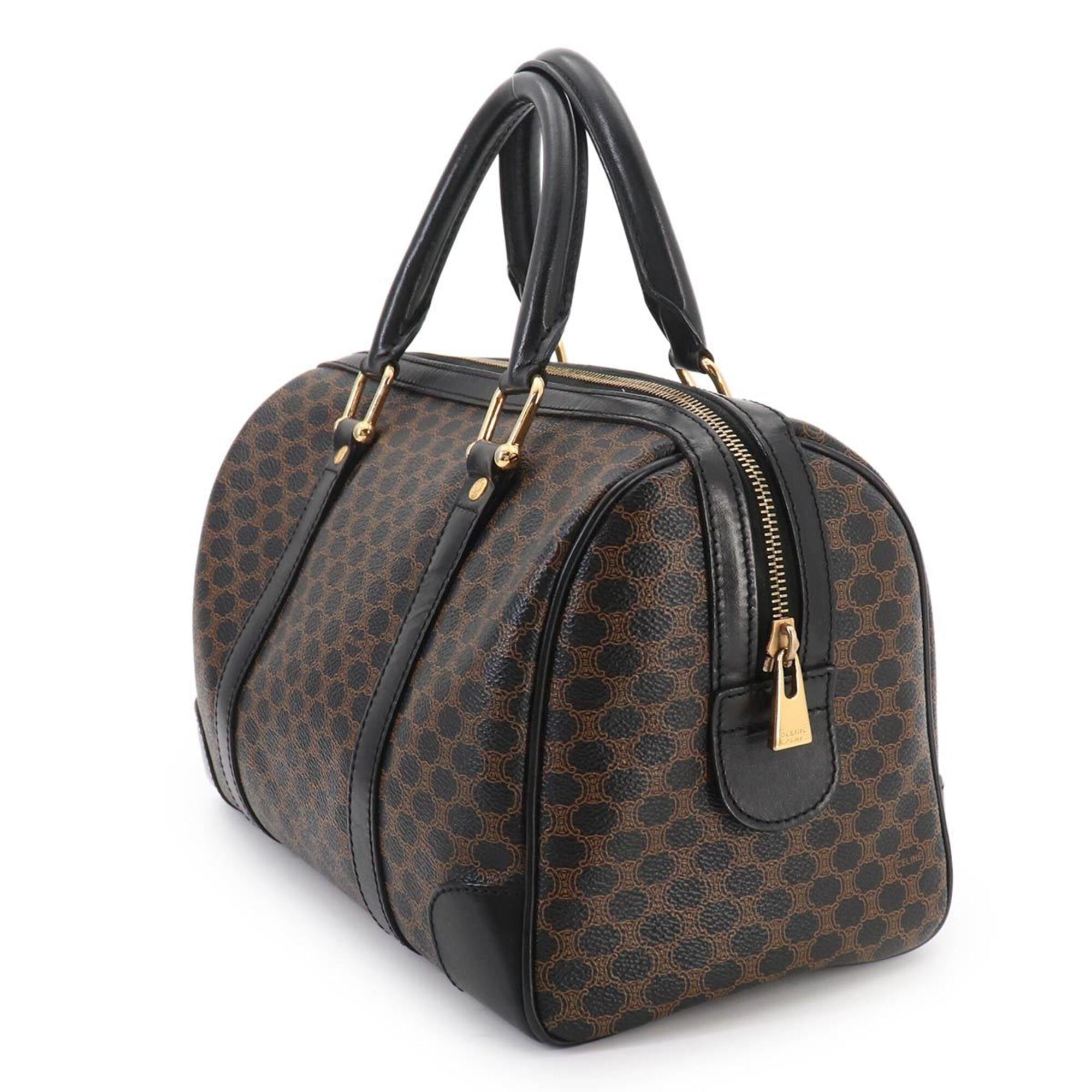 Celine Black Brown Pvc Leather Boston Bag Handbag (Pre-Owned)