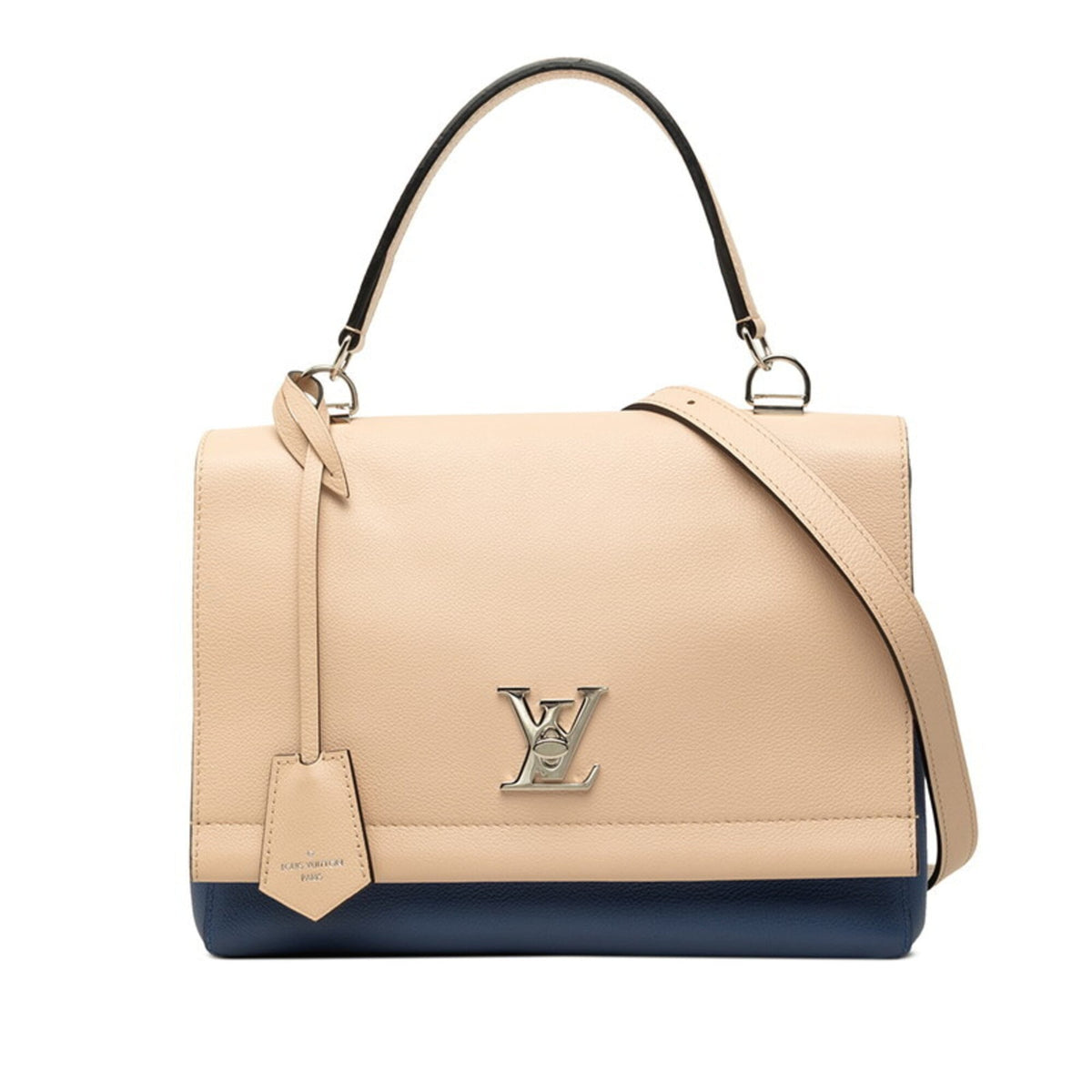 Louis Vuitton Beige Blue Leather Handbag Shoulder Bag (Pre-Owned)