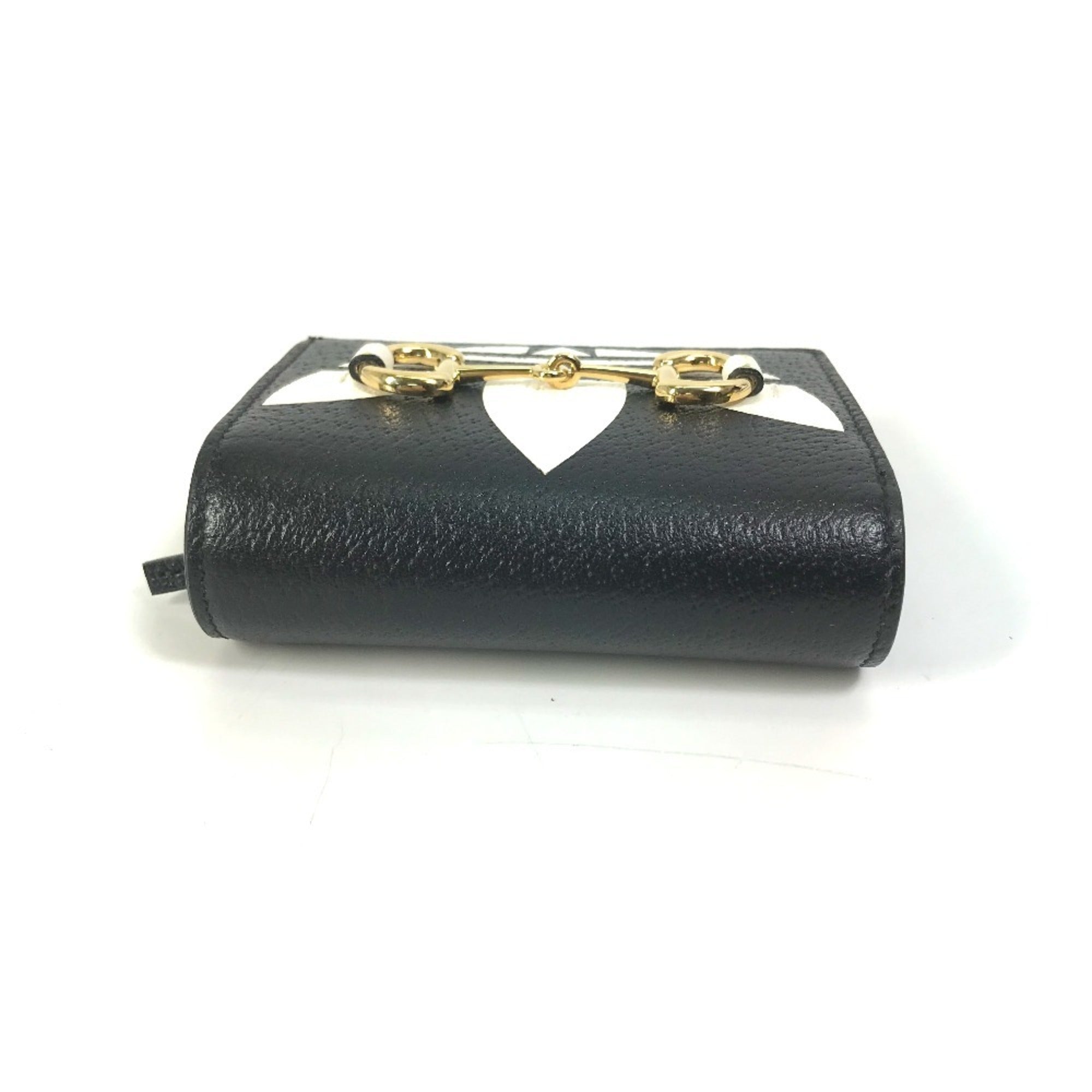 Gucci Black White Leather Chain/Shoulder Wallet (Pre-Owned)