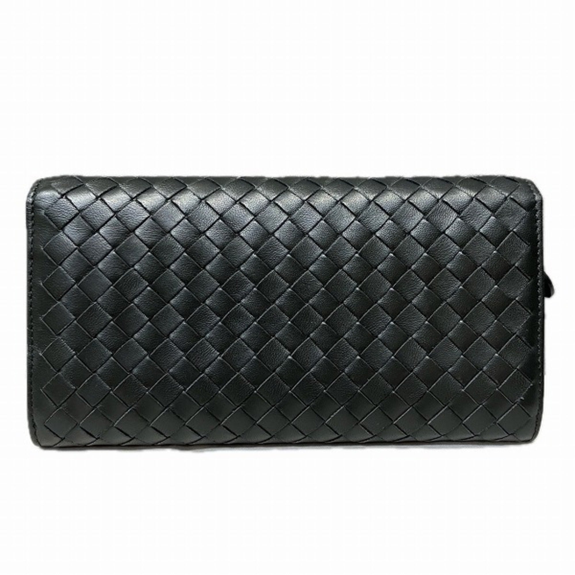 Bottega Veneta Black Leather Long Wallet (Bi-Fold) (Pre-Owned)