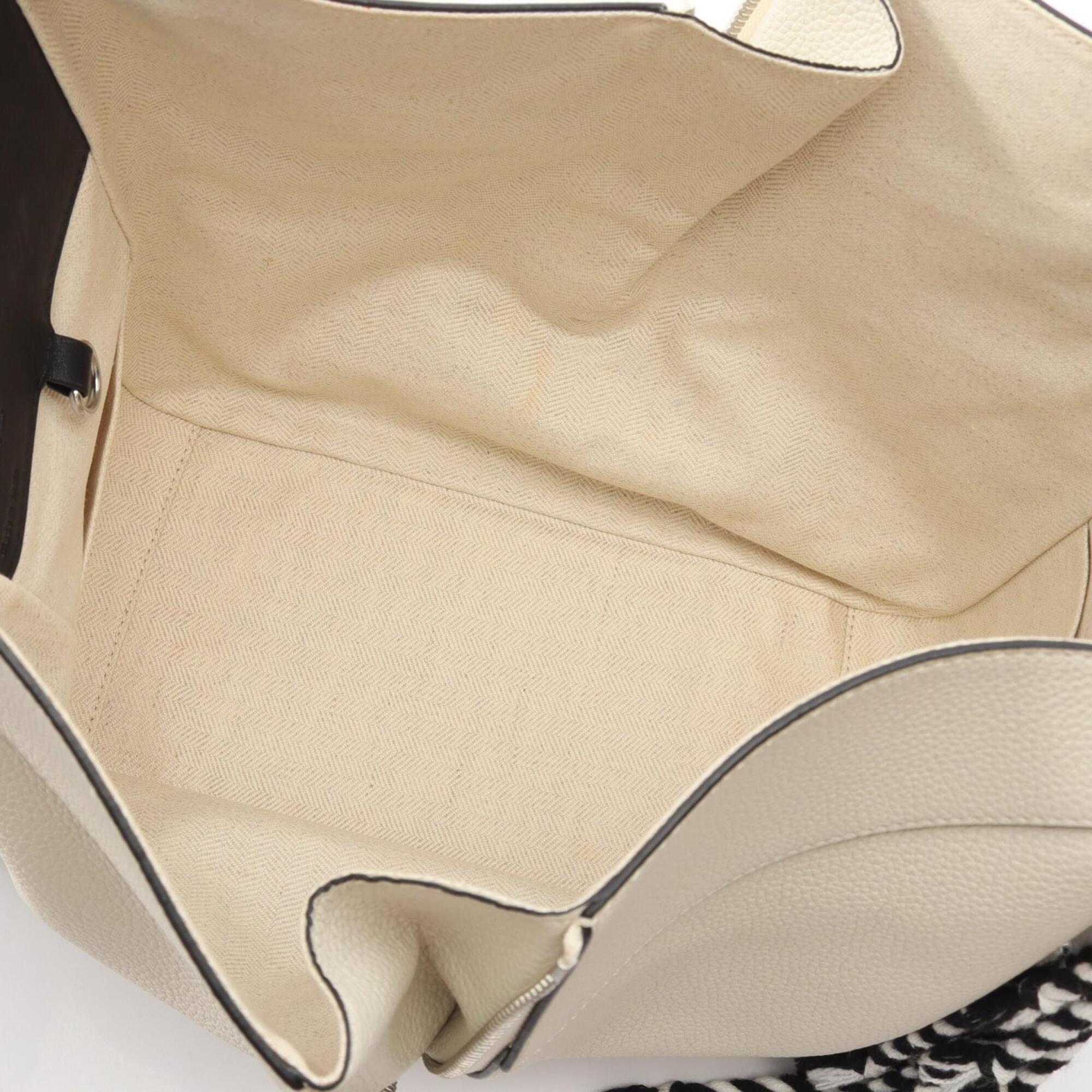 Loewe Black Brown White Leather Canvas Handbag (Pre-Owned)