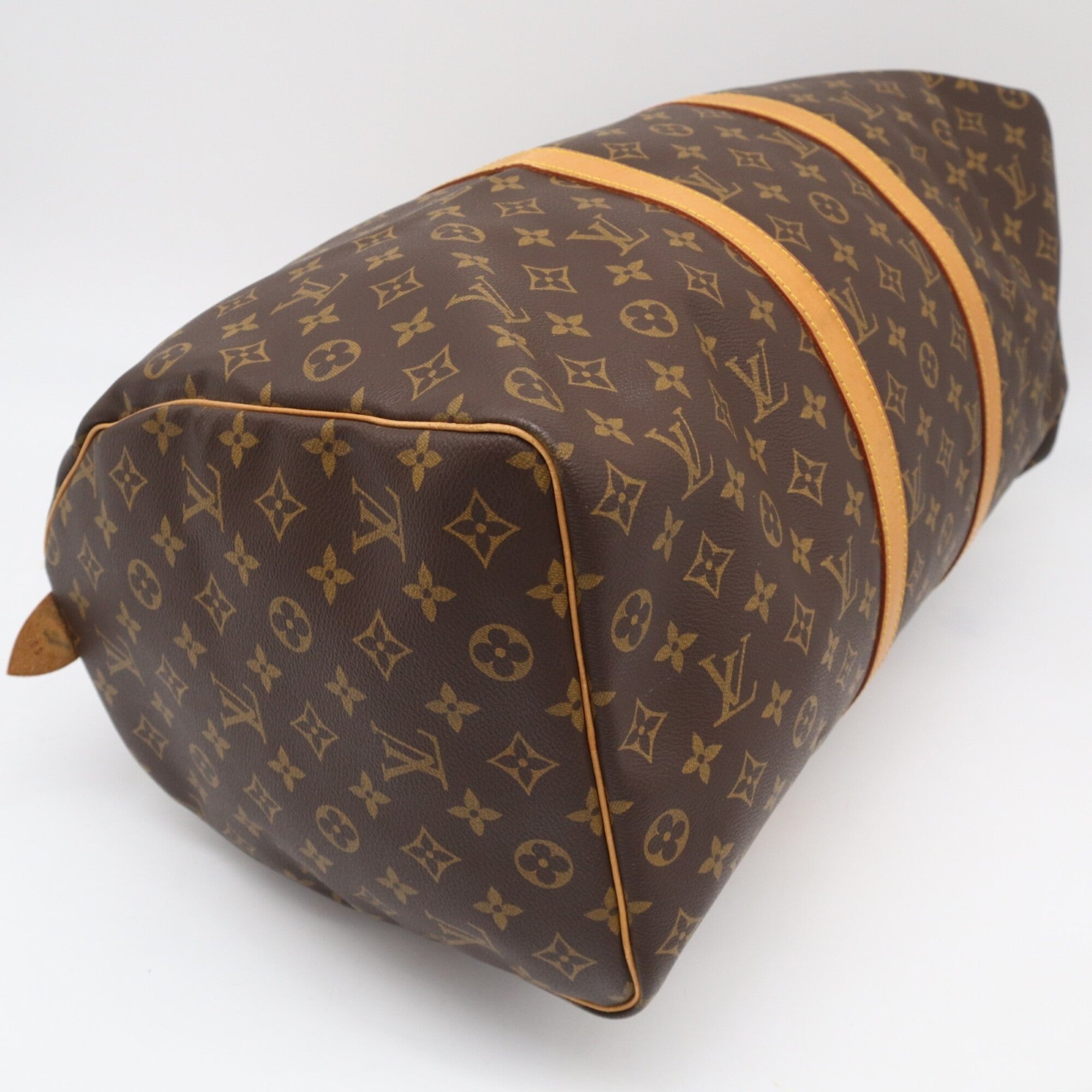 Louis Vuitton Beige Brown Monogram Leather Coated Canvas Boston Bag Handbag (Pre-Owned)