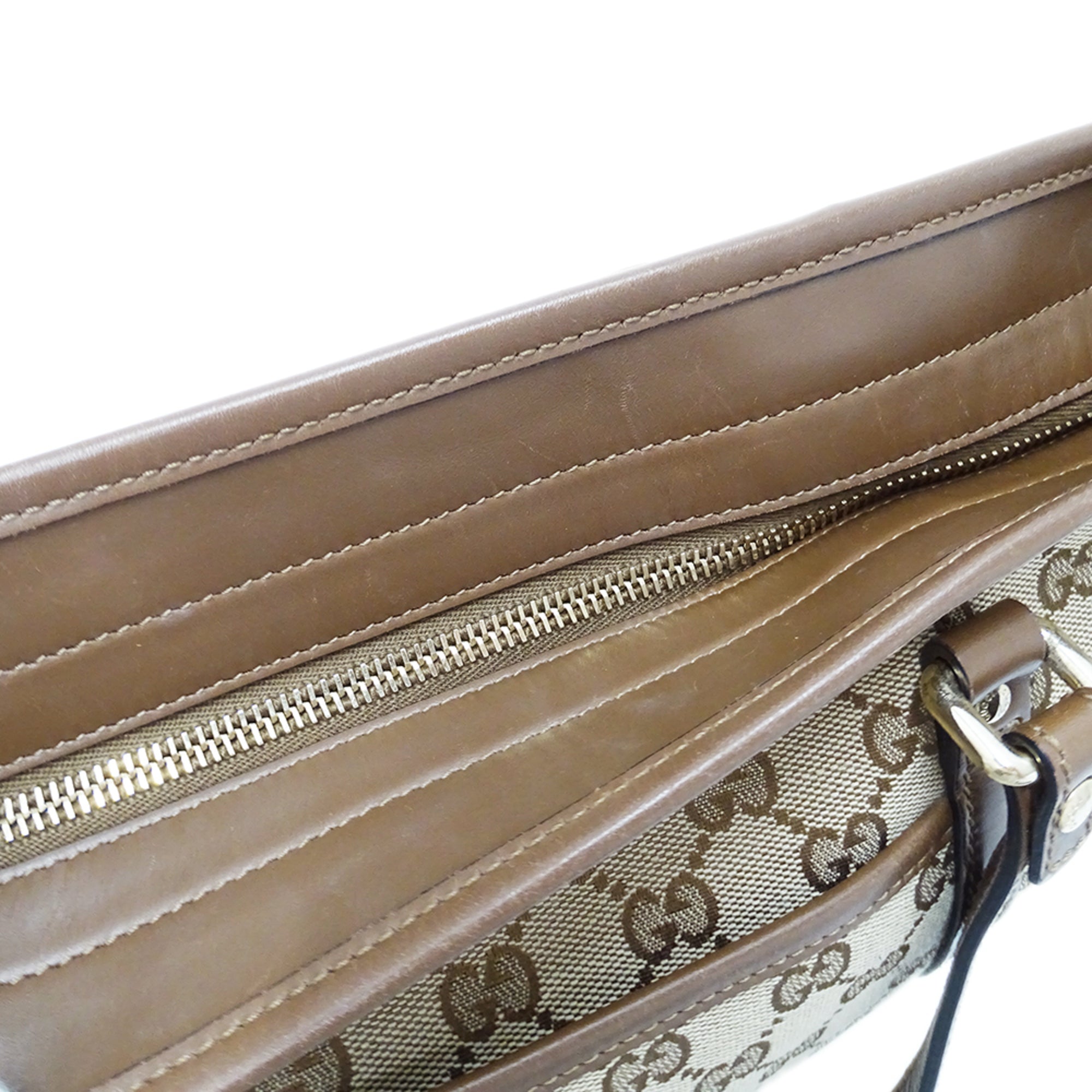 Gucci Beige Brown Gg Canvas Handbag Shoulder Bag Tote Bag (Pre-Owned)