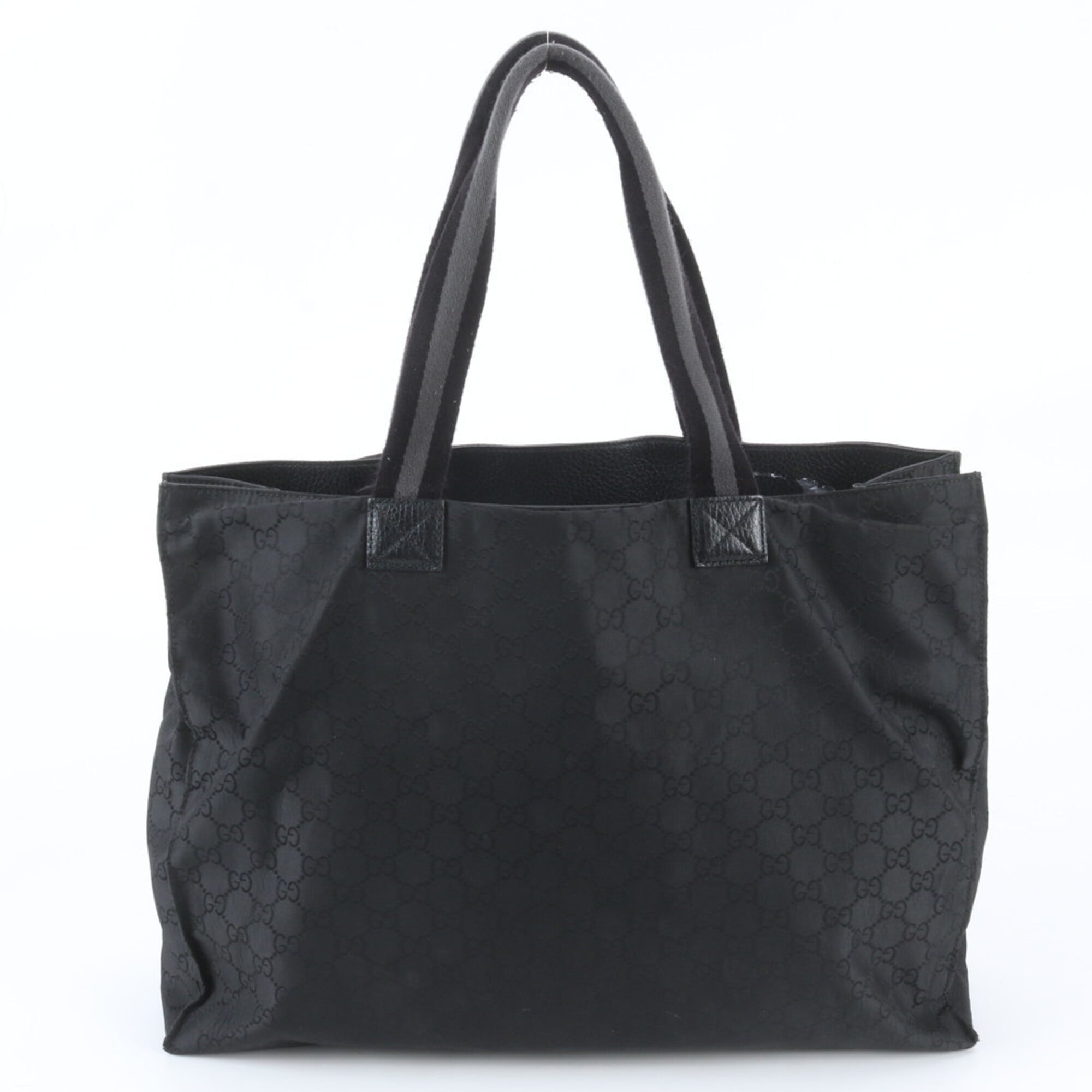 Gucci Black Leather Nylon Shoulder Bag Tote Bag (Pre-Owned)