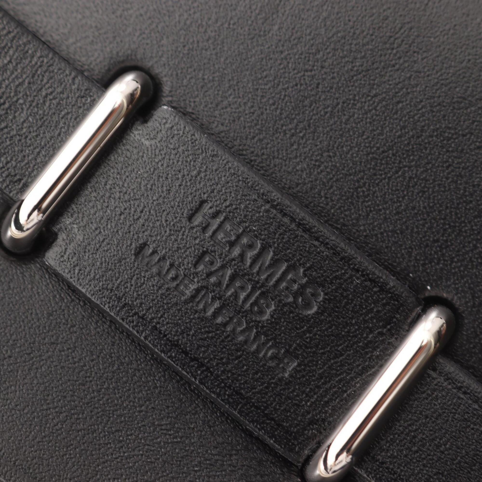 Hermes Black Gray Canvas Toile H Handbag Shoulder Bag (Pre-Owned)