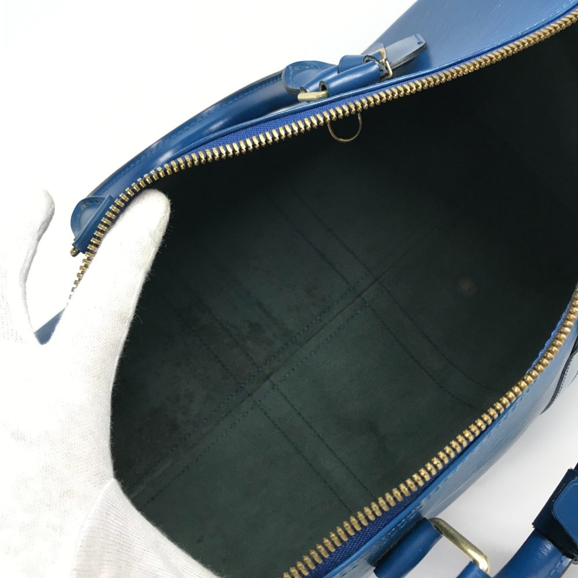 Louis Vuitton Epi Blue Galle Toledo Blue Epi Leather Boston Bag Handbag (Pre-Owned)
