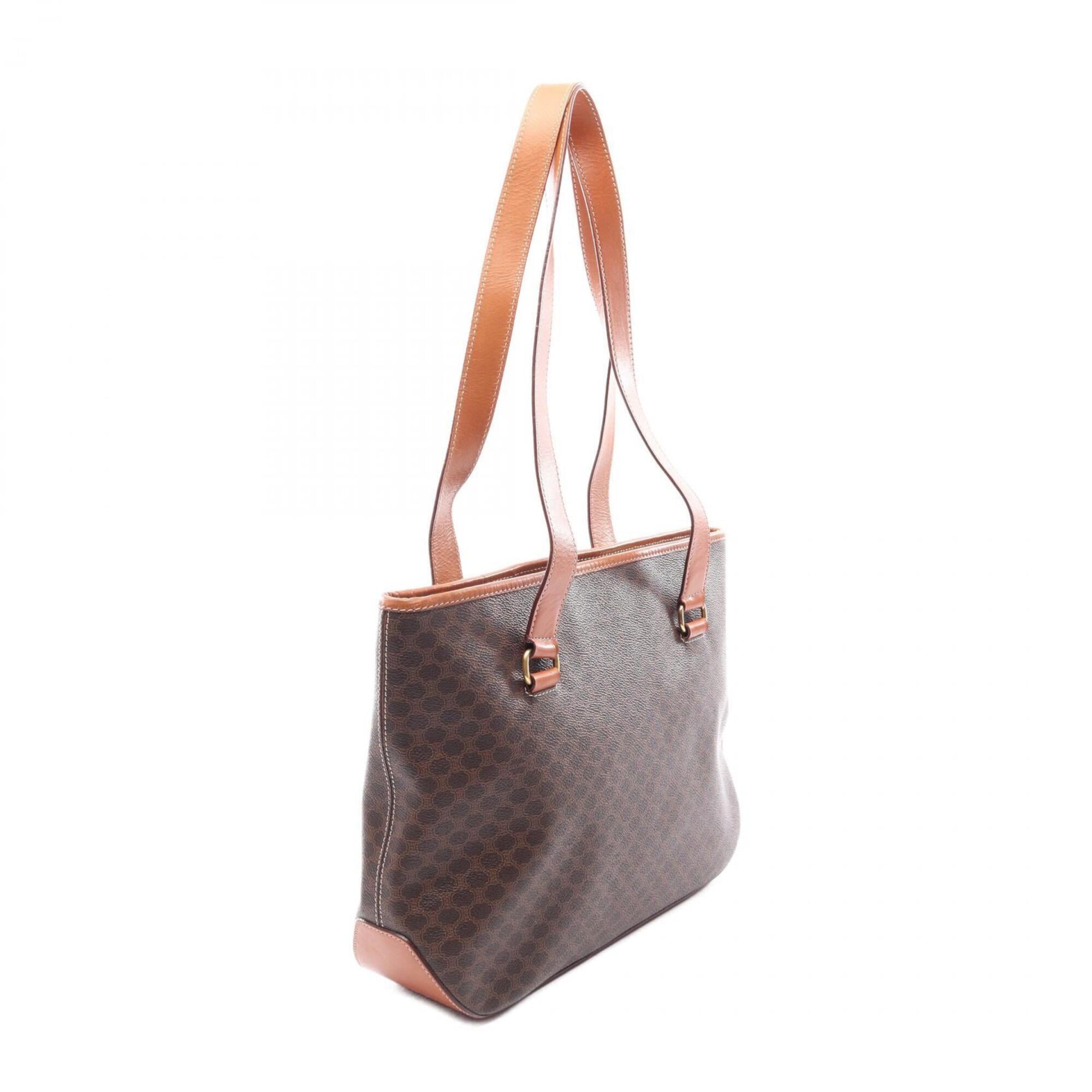 Celine Brown Coated Canvas Leather Handbag Tote Bag (Pre-Owned)