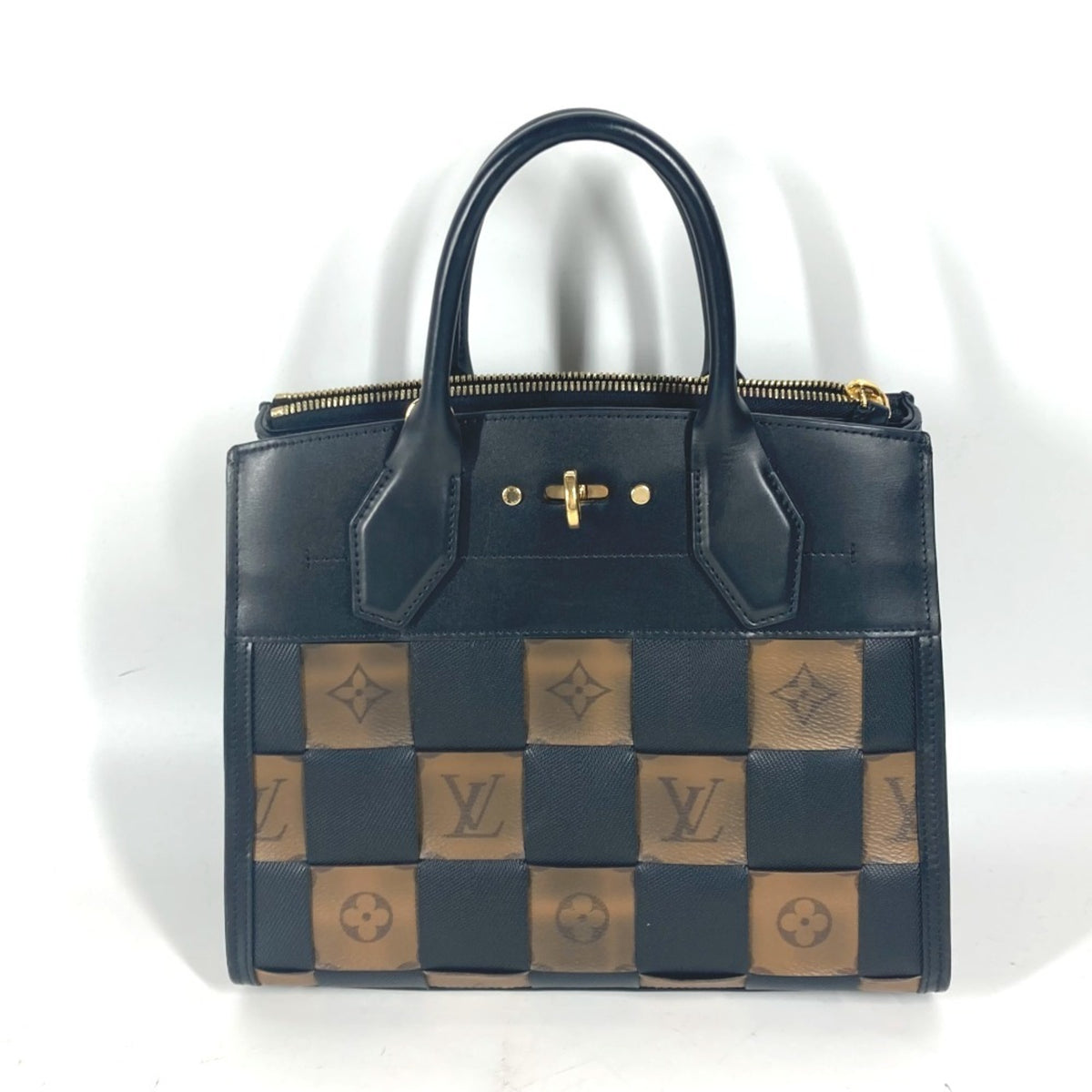 Louis Vuitton Black Brown Leather Handbag Shoulder Bag (Pre-Owned)