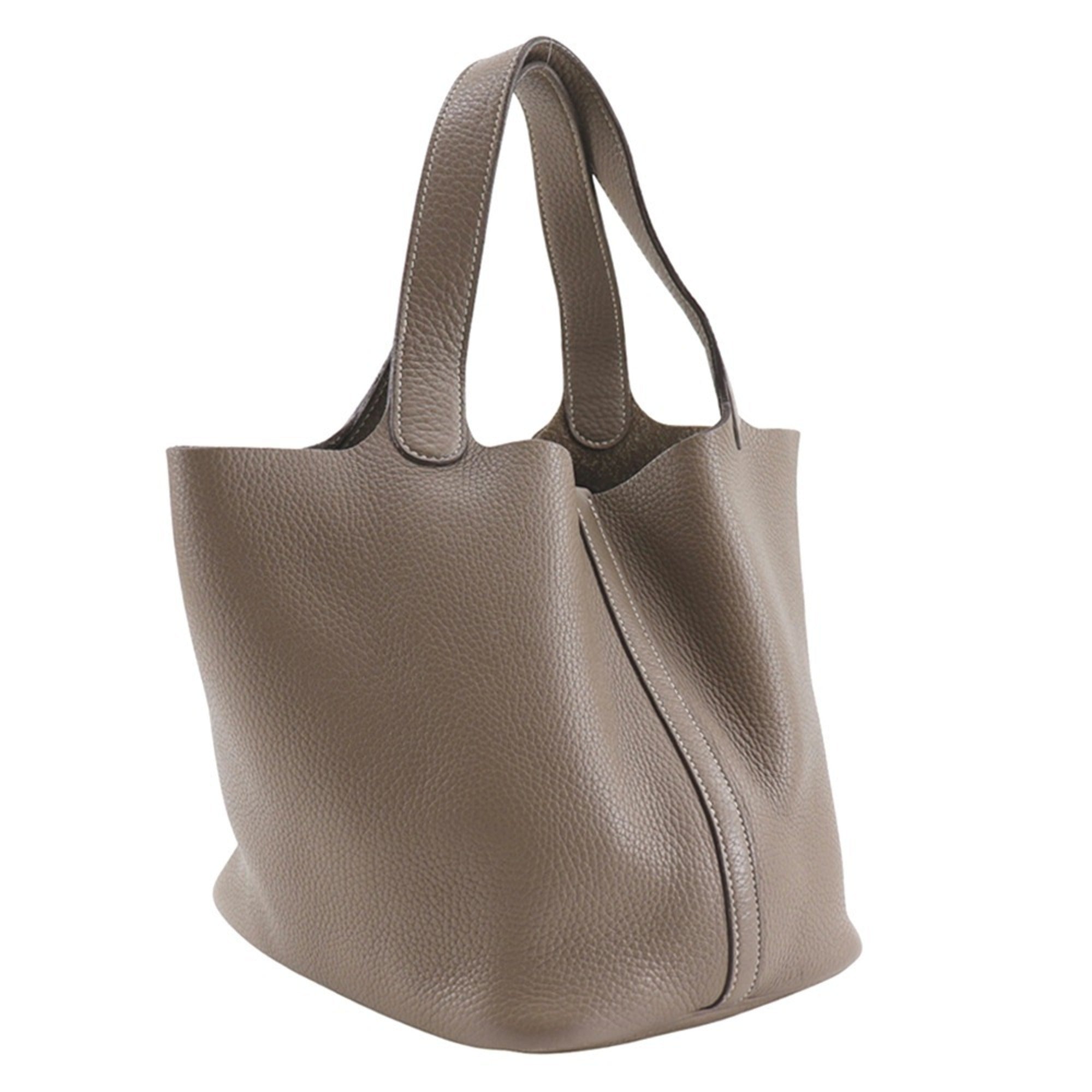 Hermes Brown Etoupe Gray Taurillon Clemence Leather Handbag (Pre-Owned)