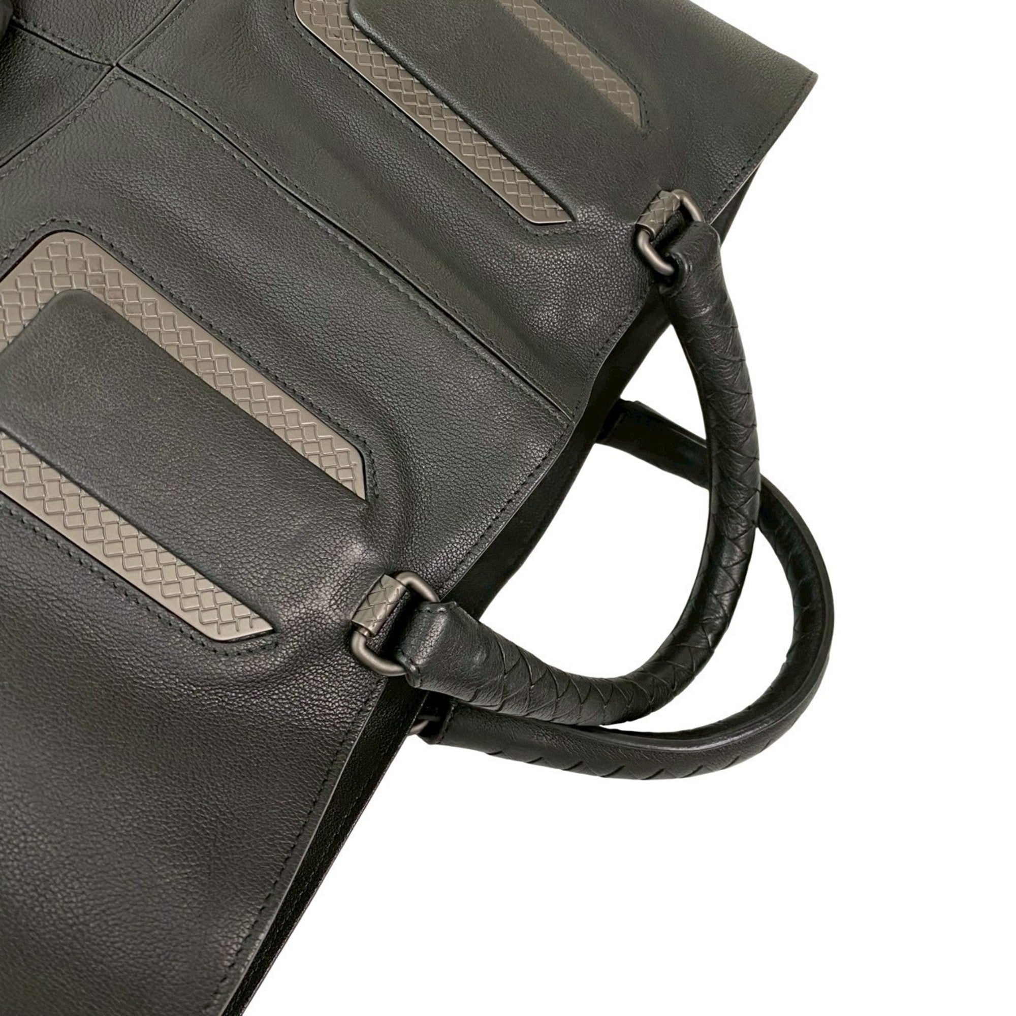Bottega Veneta Black Leather Handbag Tote Bag (Pre-Owned)