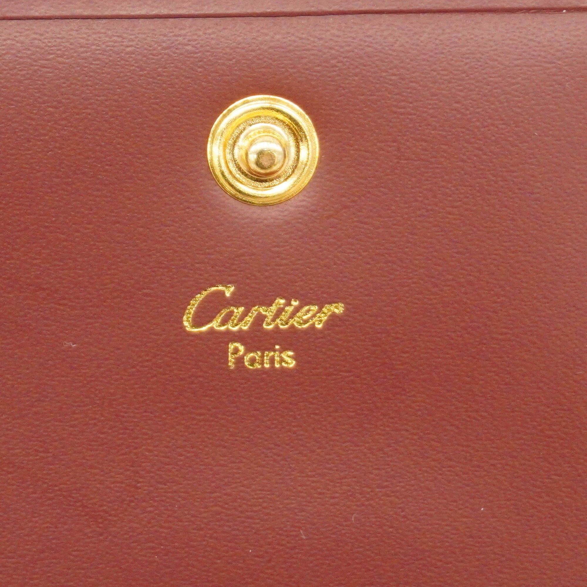 Cartier Bordeaux Leather Coin Purse/Coin Case (Pre-Owned)