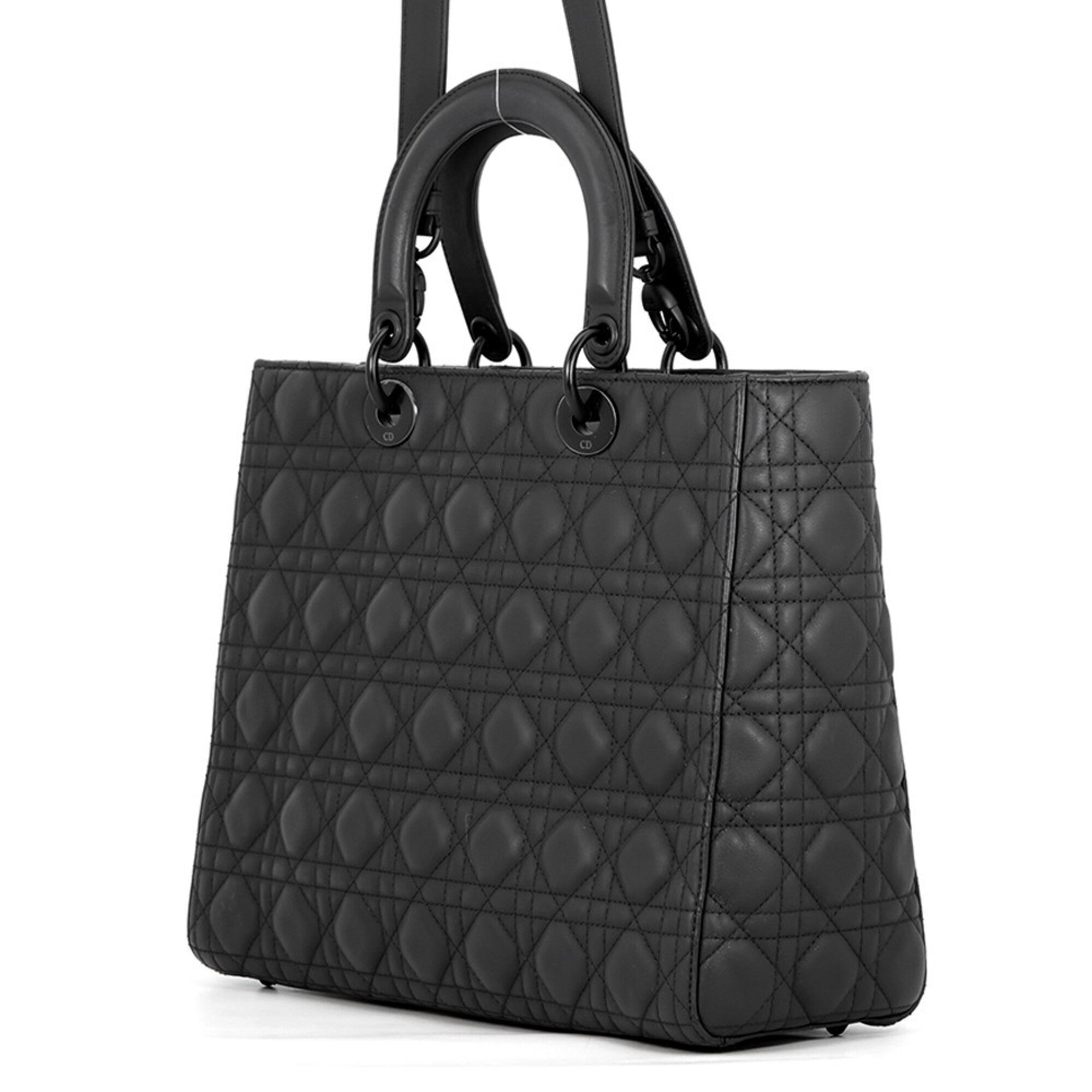 Christian Dior Lady Dior Black Leather Handbag (Pre-Owned)