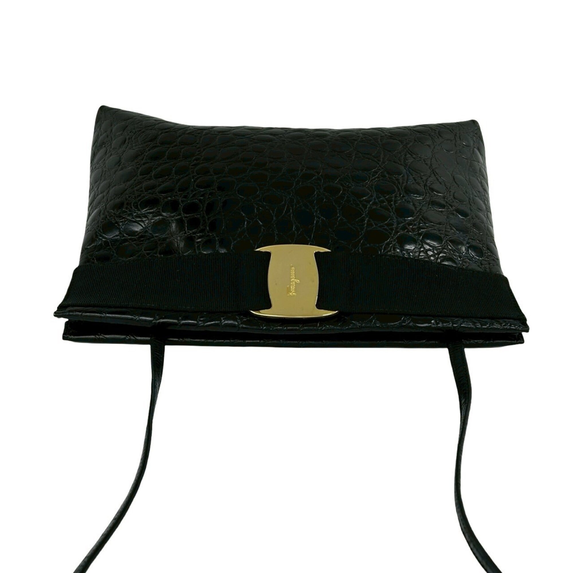 Salvatore Ferragamo Black Leather Shoulder Bag (Pre-Owned)