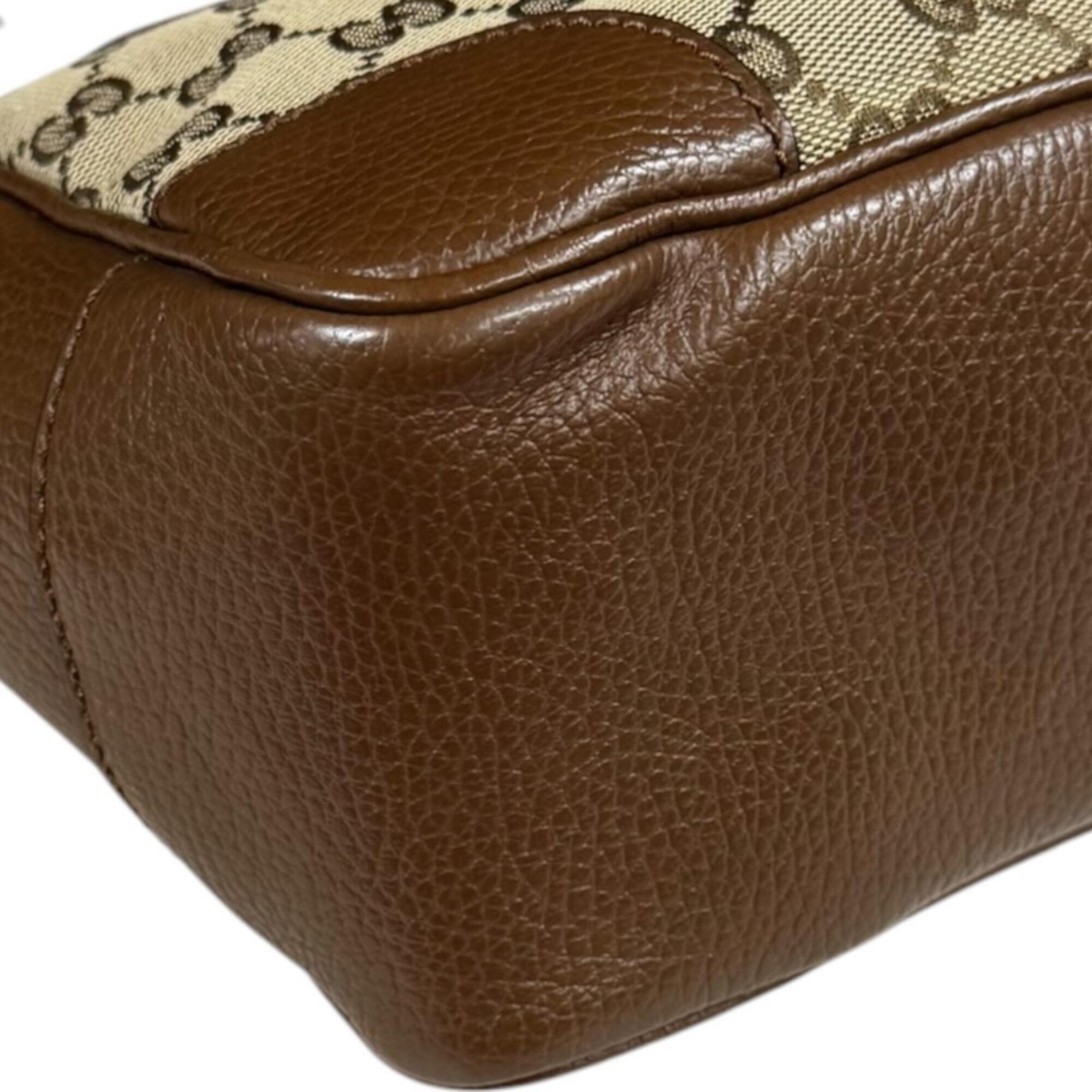 Gucci Gg Canvas Beige Brown Gg Canvas Handbag Shoulder Bag (Pre-Owned)