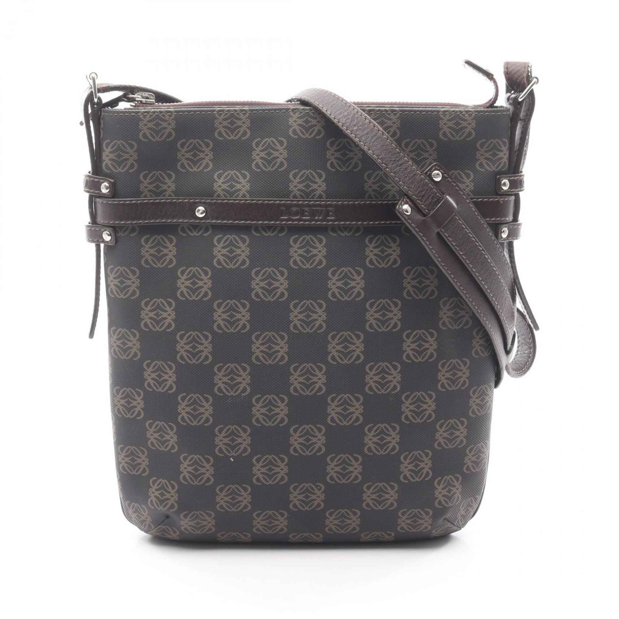 Loewe Brown Coated Canvas Leather Handbag Shoulder Bag (Pre-Owned)