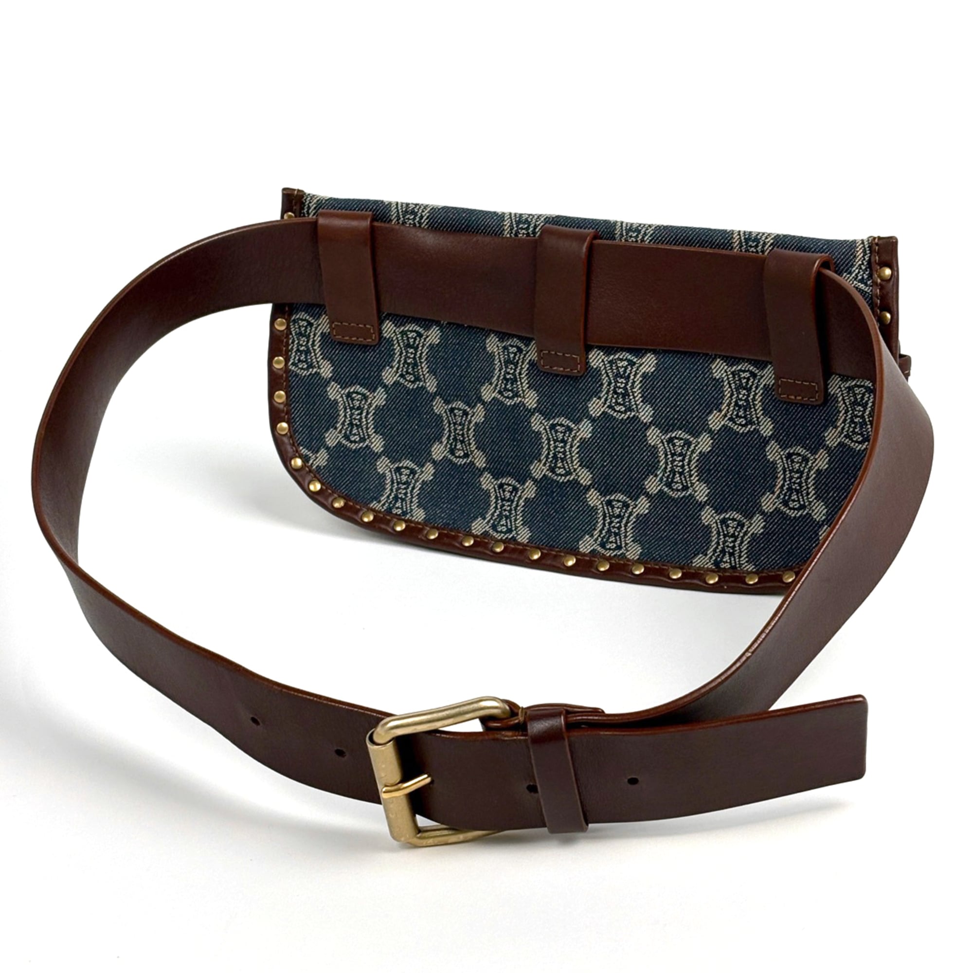Celine Blue Brown Denim Leather Fanny Pack Sling Bag (Pre-Owned)