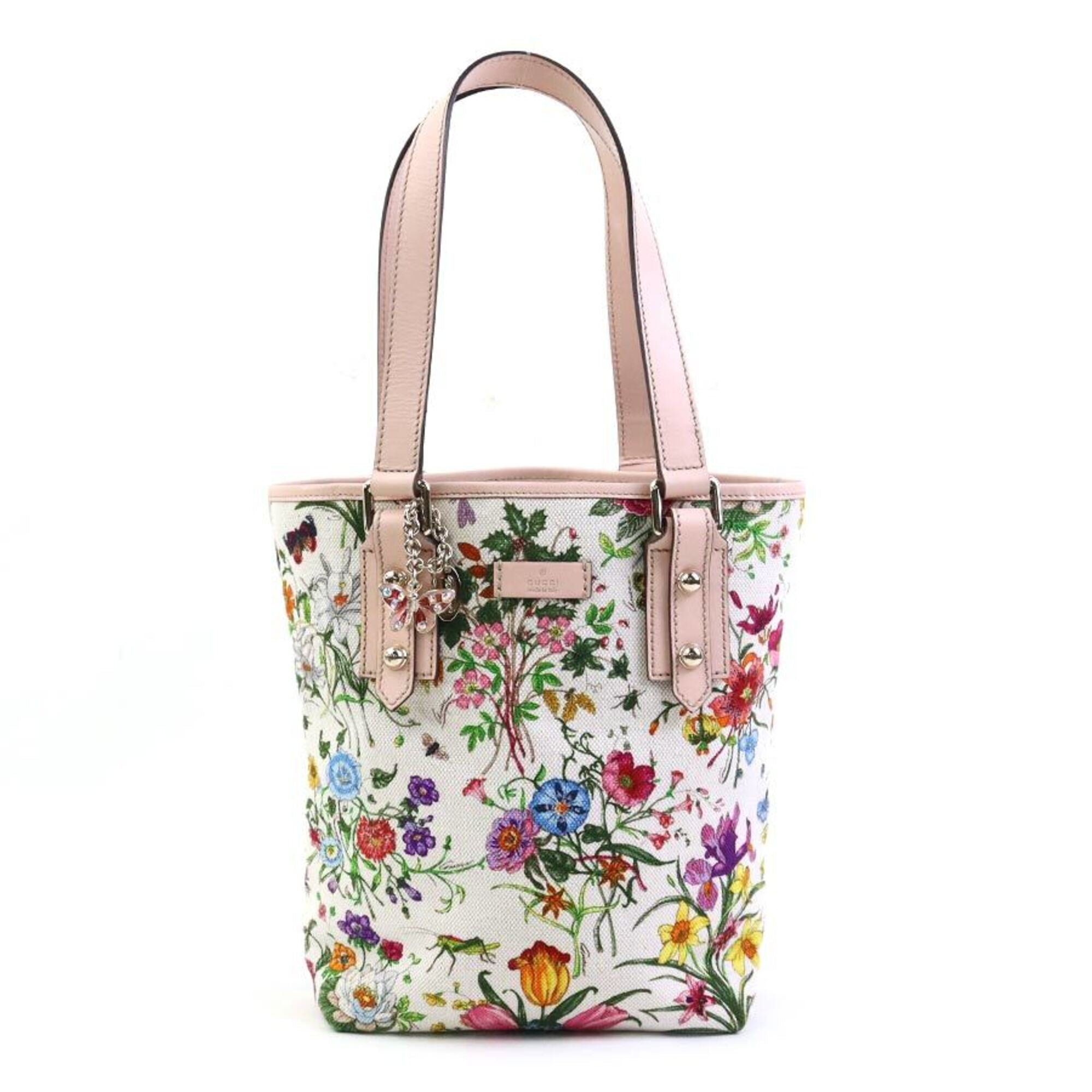 Gucci Multi-Color Pink Canvas Leather Handbag (Pre-Owned)