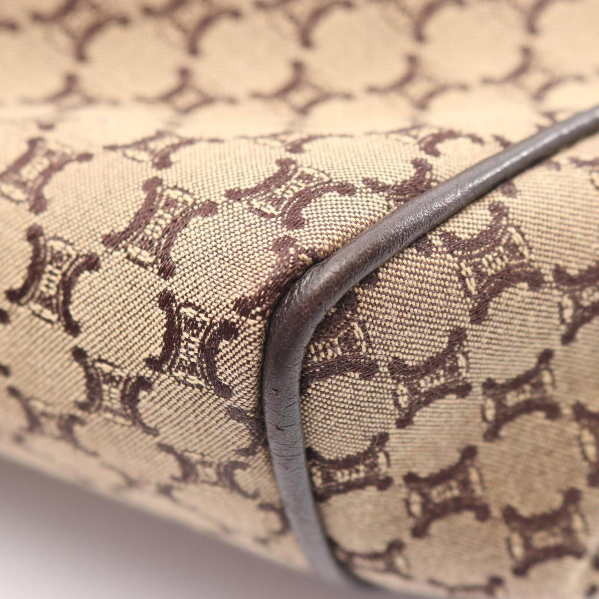 Celine Beige Brown Canvas Leather Handbag (Pre-Owned)