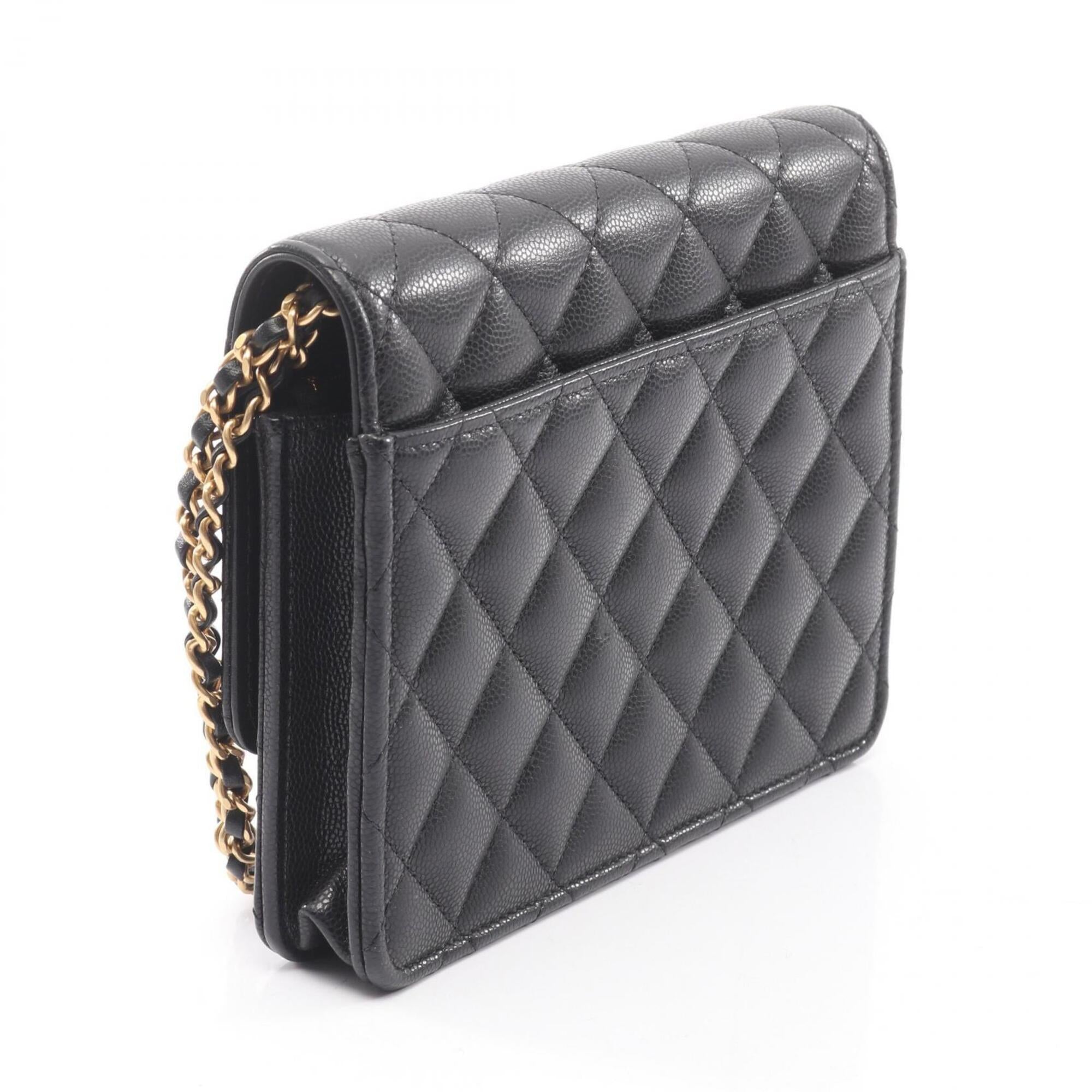 Chanel Matelasse Black Grained Calfskin Handbag Shoulder Bag (Pre-Owned)