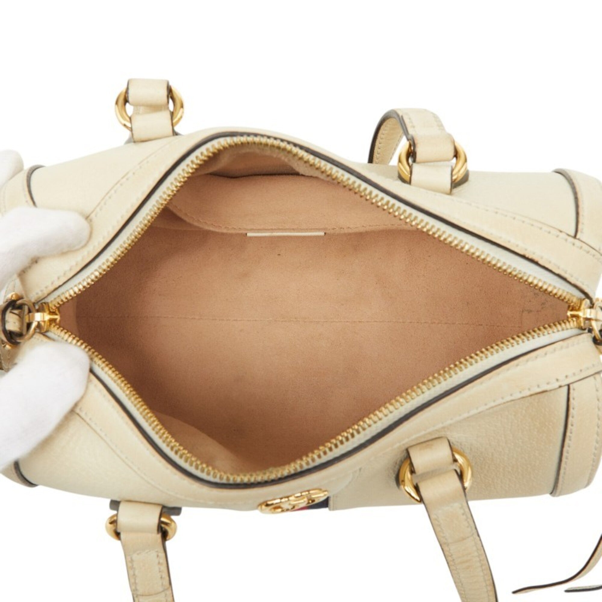 Gucci Beige Pvc Leather Boston Bag Handbag (Pre-Owned)