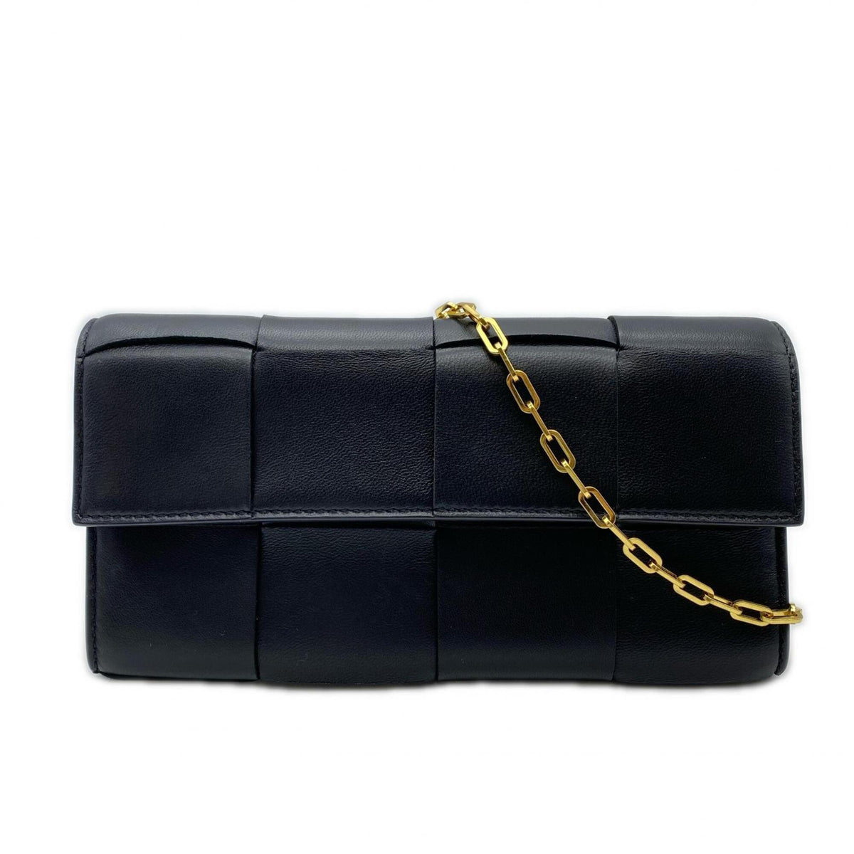 Bottega Veneta Black Leather Chain/Shoulder Wallet (Pre-Owned)