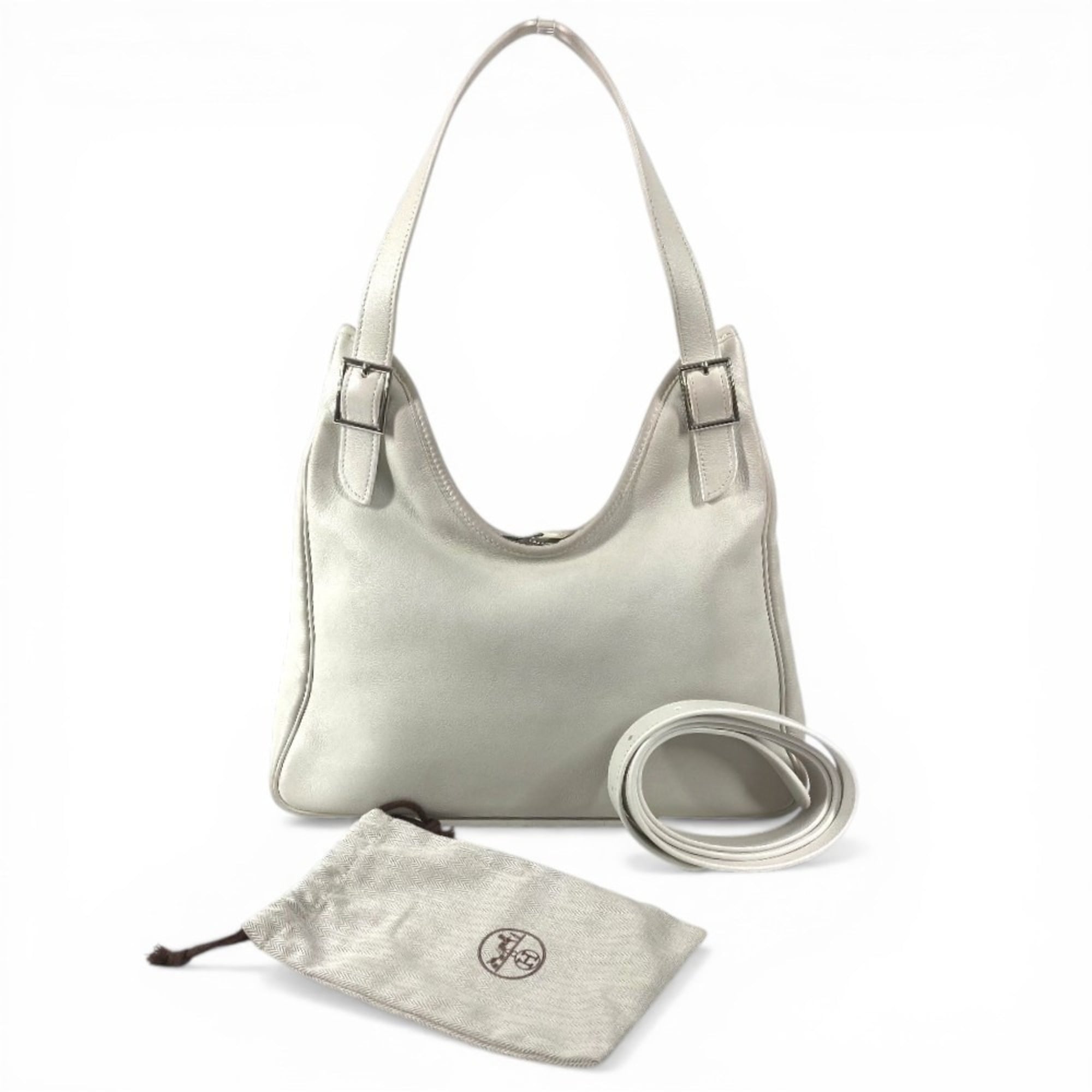 Hermes White Leather Shoulder Bag (Pre-Owned)