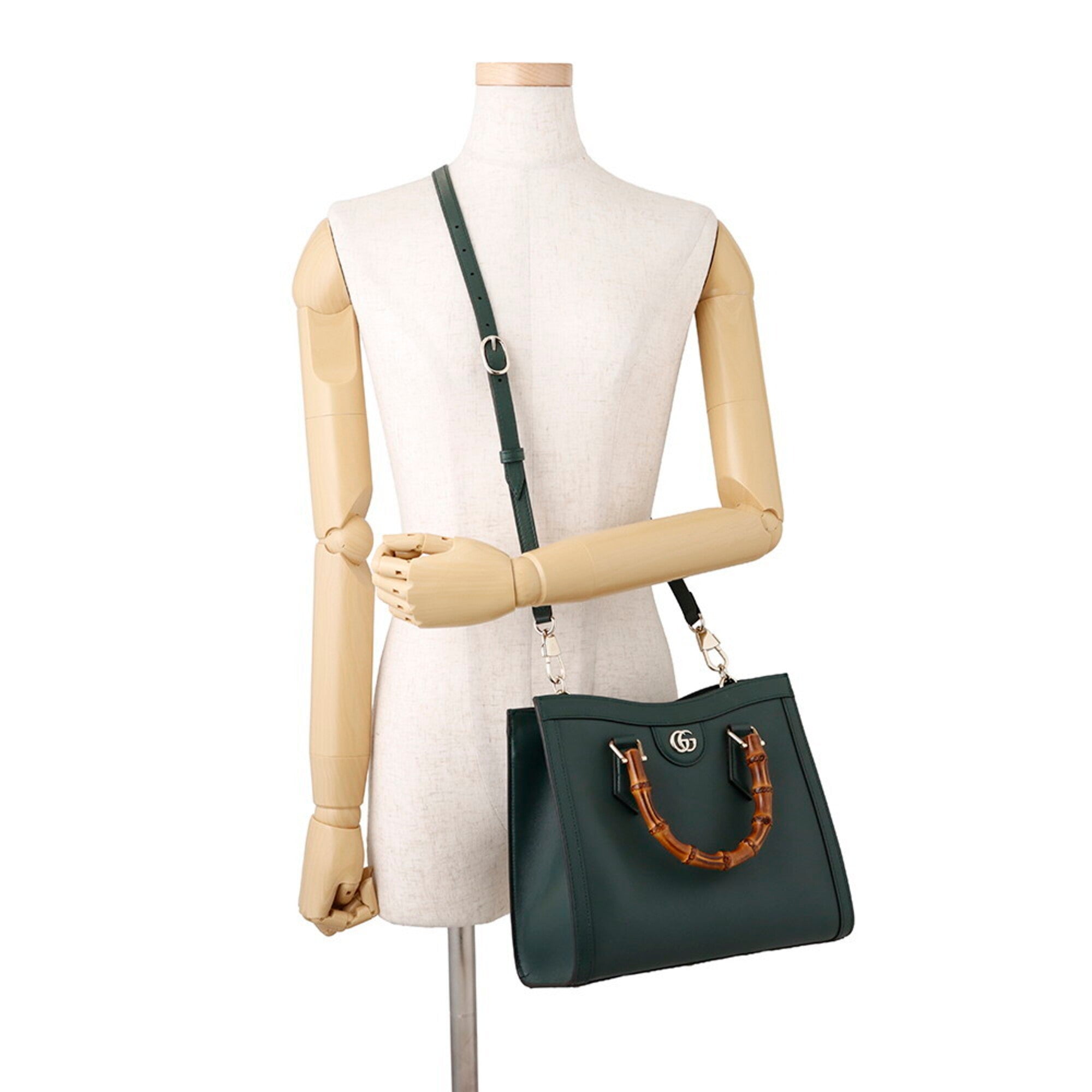 Gucci Green Leather Handbag Tote Bag (Pre-Owned)