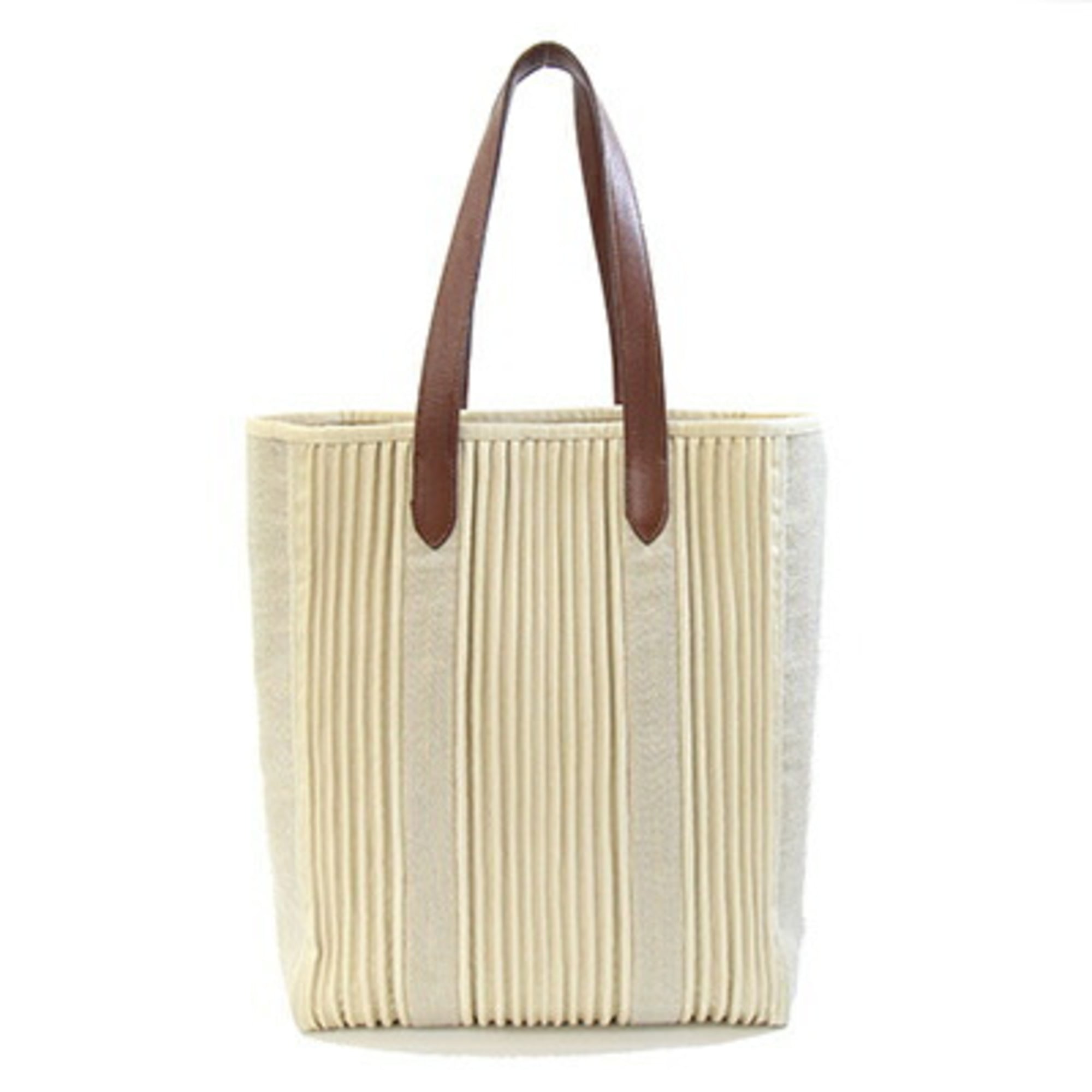 Hermes Beige Brown Canvas Tote Bag (Pre-Owned)