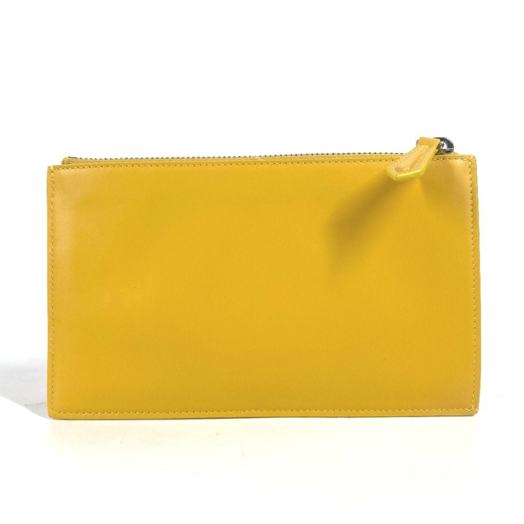 Fendi Yellow Leather Clutch Bag Pouch (Pre-Owned)
