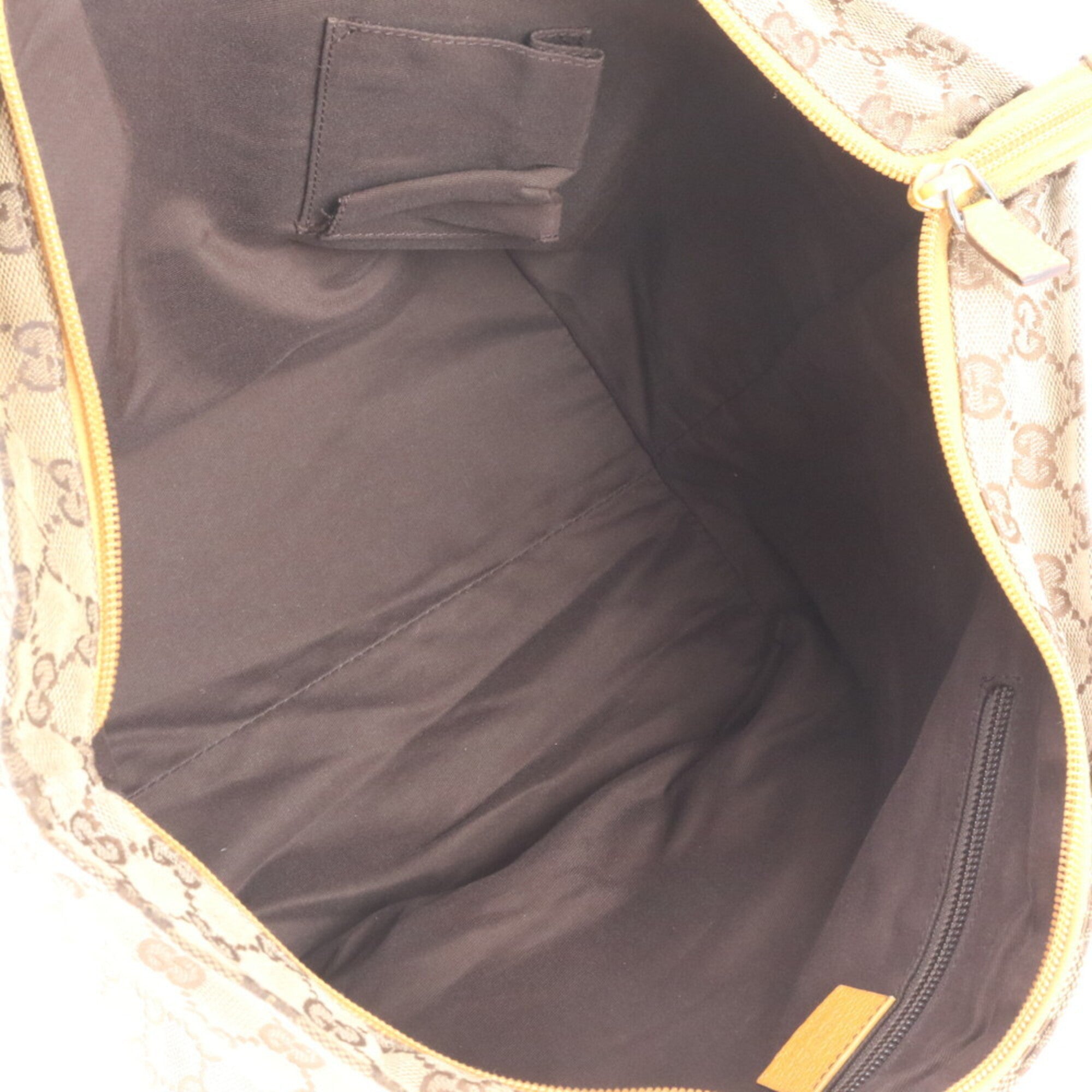 Gucci Gg Canvas Brown Gg Canvas Leather Tote Bag (Pre-Owned)