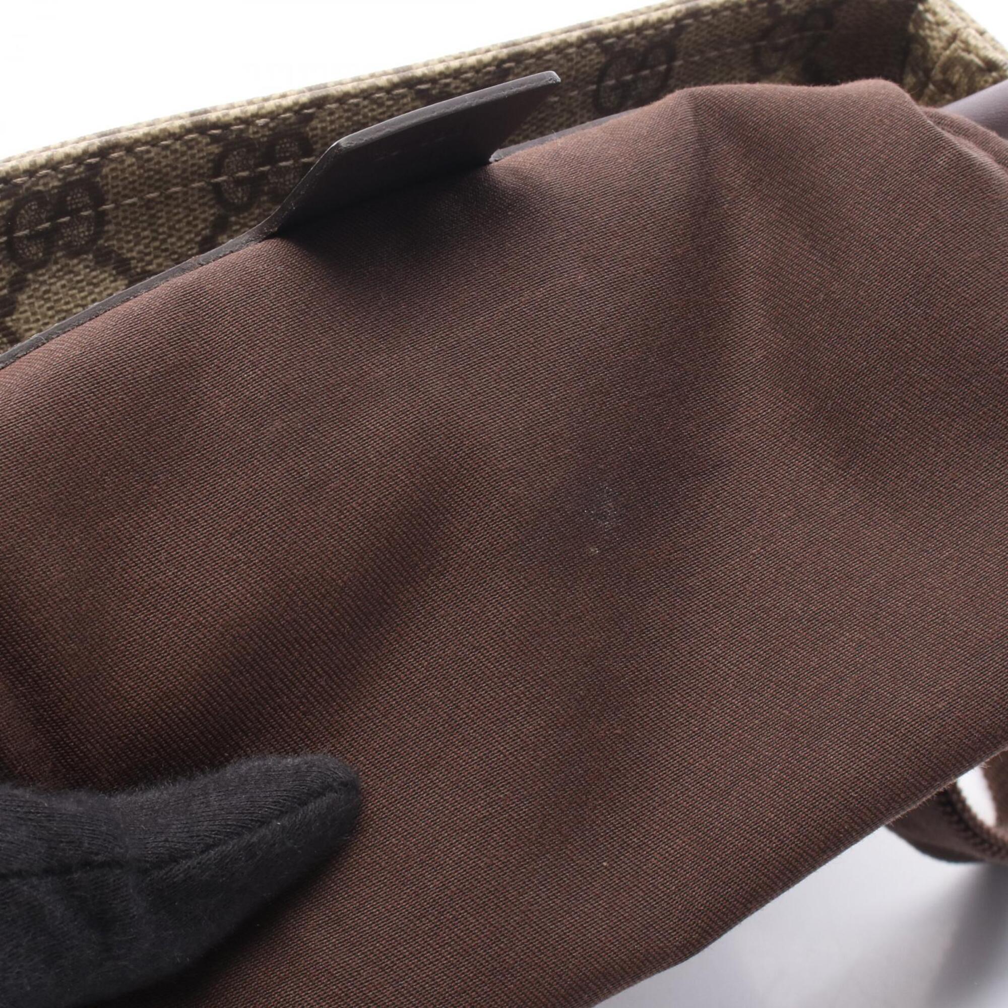 Gucci Beige Brown Canvas Leather Handbag Shoulder Bag (Pre-Owned)