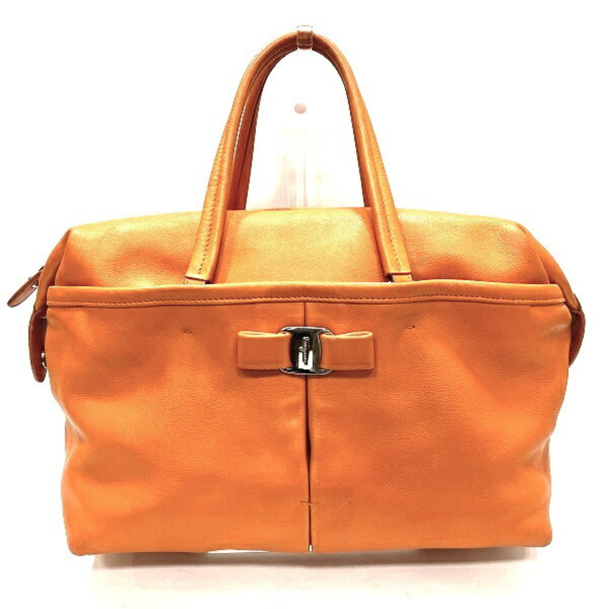 Salvatore Ferragamo Orange Leather Handbag (Pre-Owned)