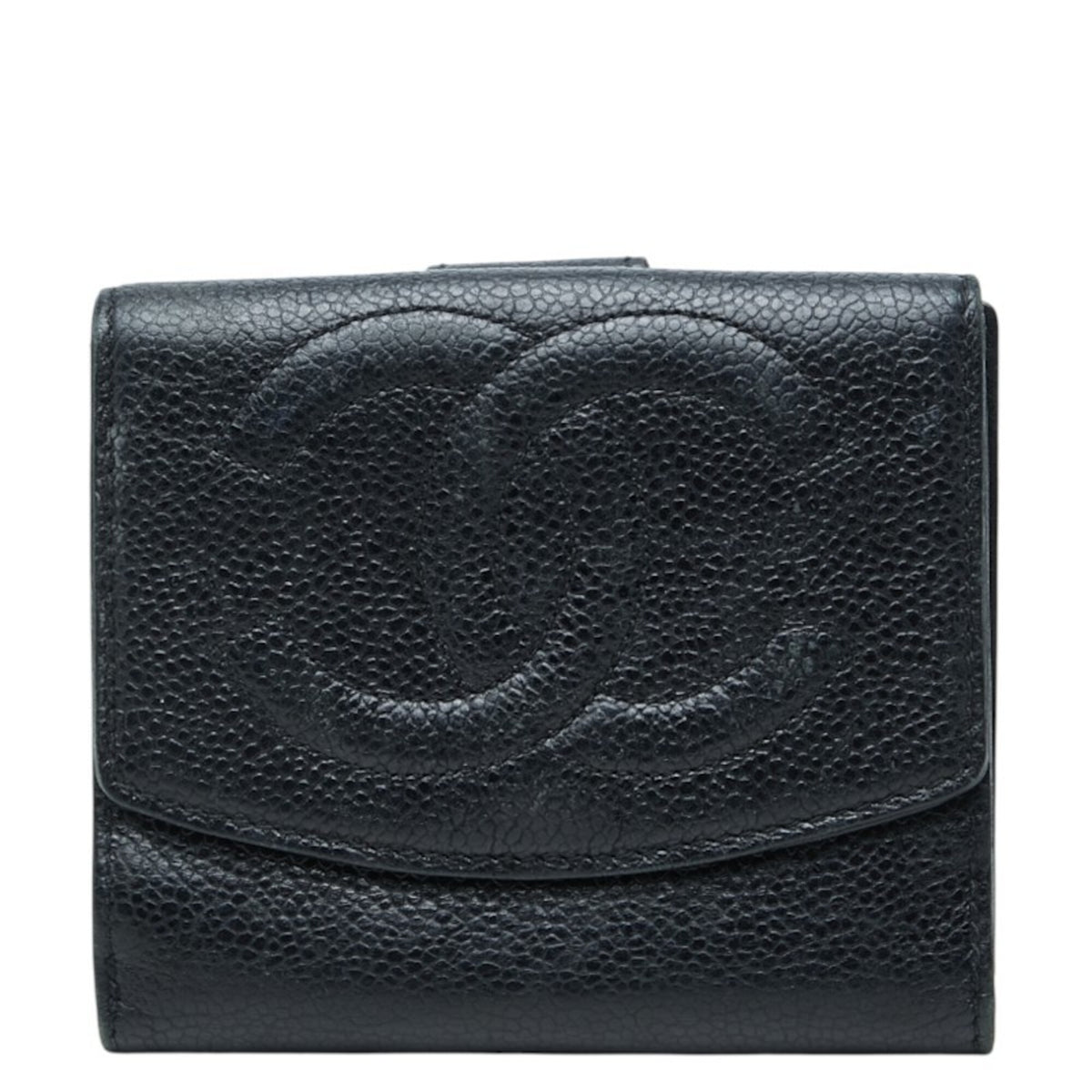 Chanel Black Grained Calfskin Wallet (Bi-Fold) (Pre-Owned)