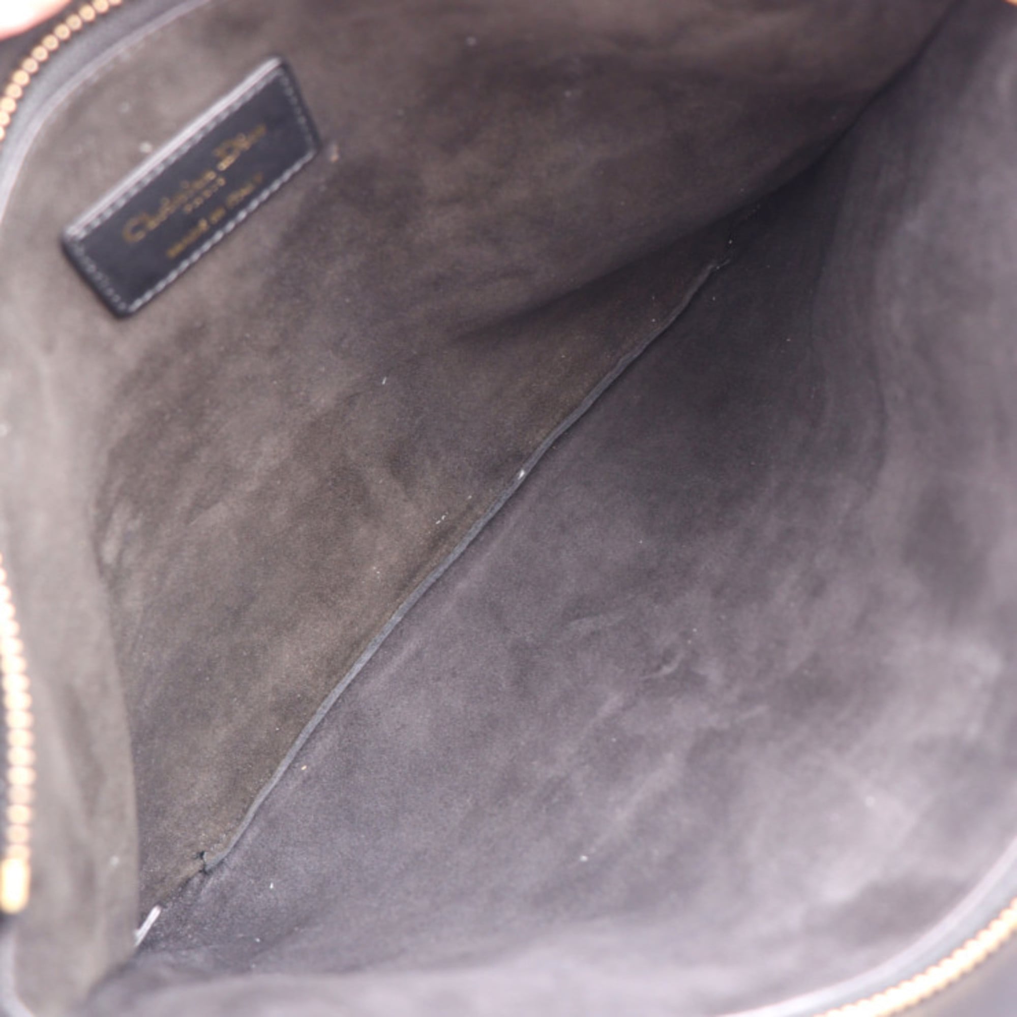 Christian Dior Black Leather Clutch Bag Handbag (Pre-Owned)