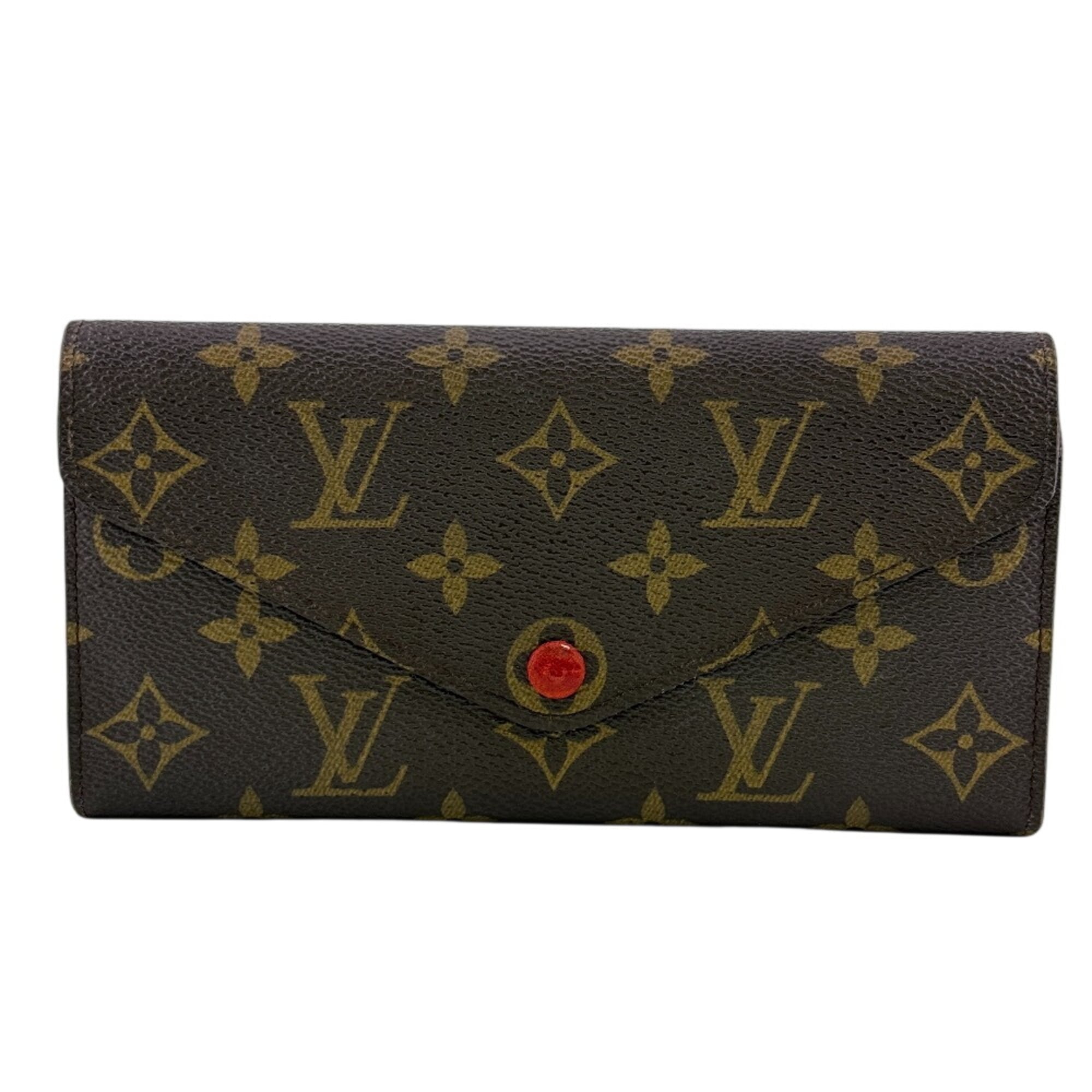 Louis Vuitton Monogram Brown Monogram Red Color Monogram Long Wallet (Bi-Fold) (Pre-Owned)