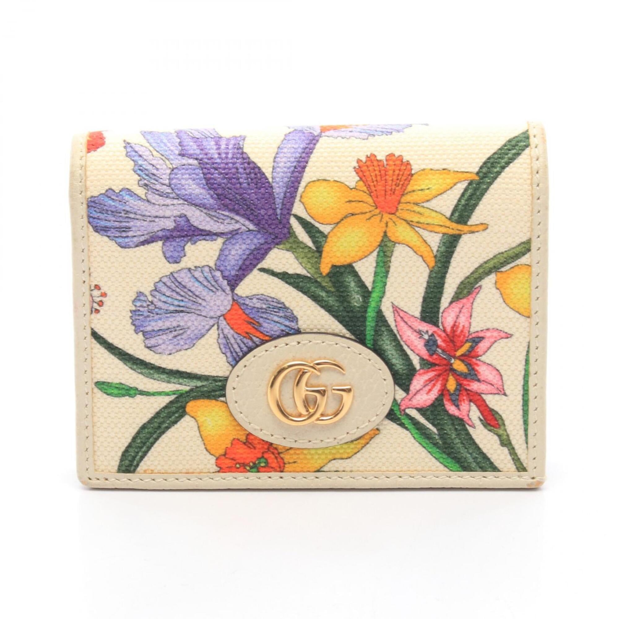 Gucci Ivory Multi-Color Canvas Leather Wallet (Bi-Fold) (Pre-Owned)
