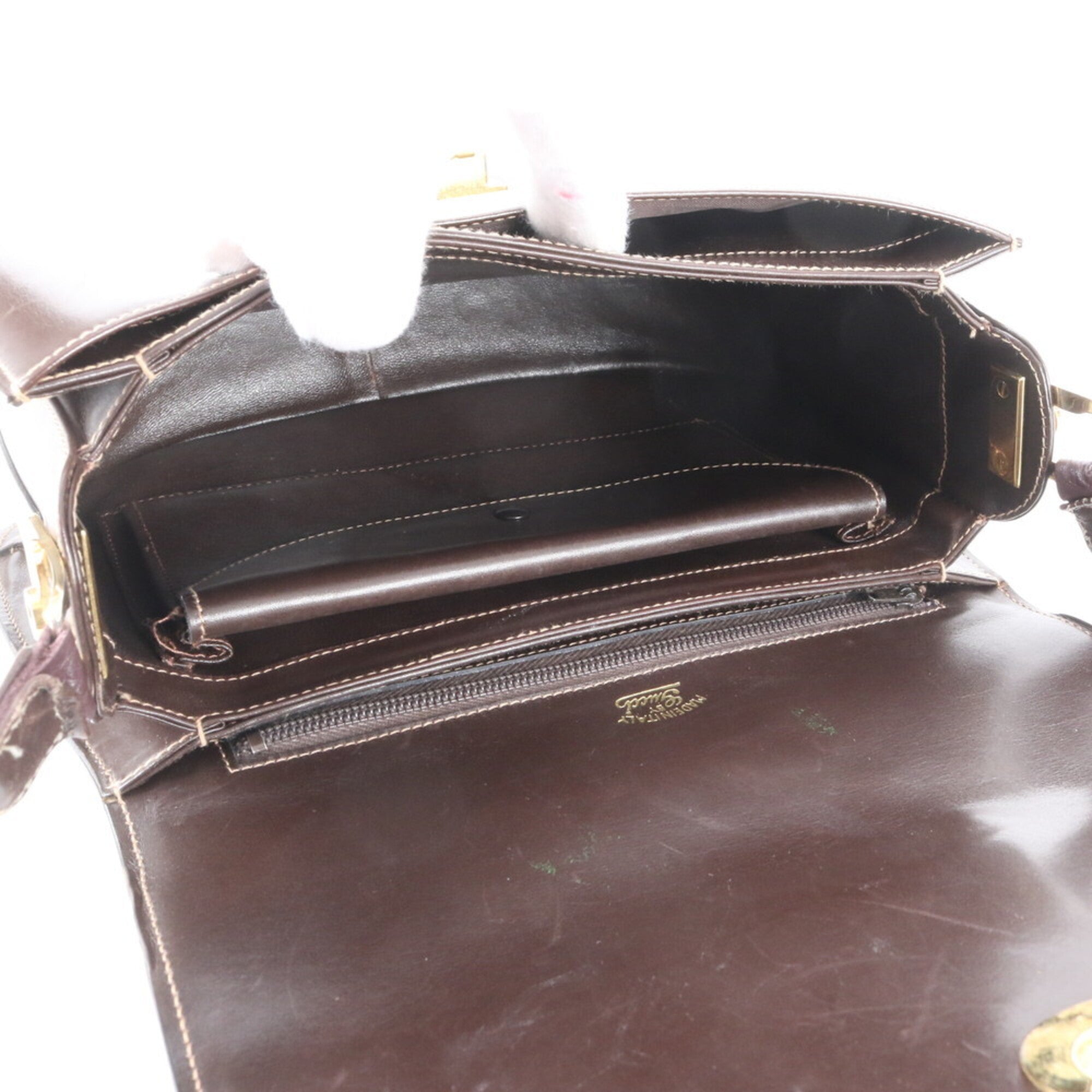 Gucci Dark Brown Leather Handbag Shoulder Bag Tote Bag (Pre-Owned)