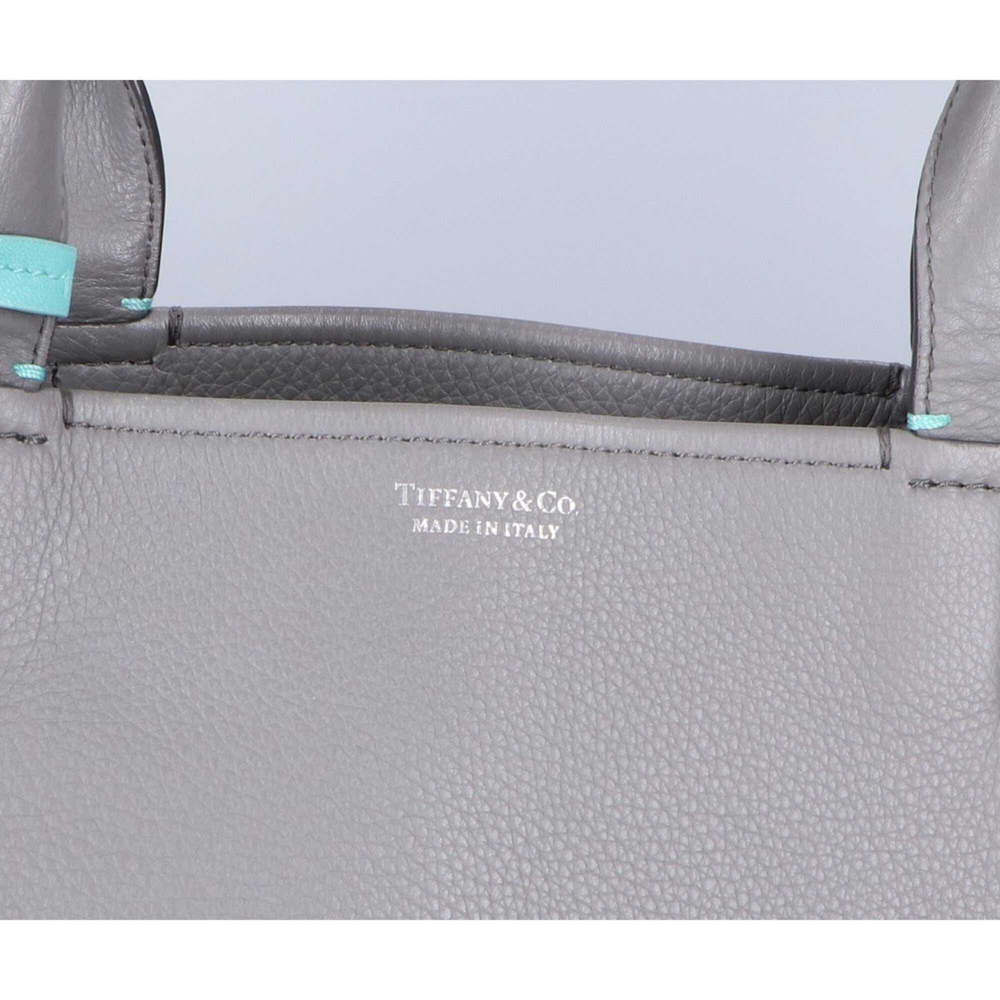Tiffany Gray Leather Handbag Shoulder Bag Tote Bag (Pre-Owned)
